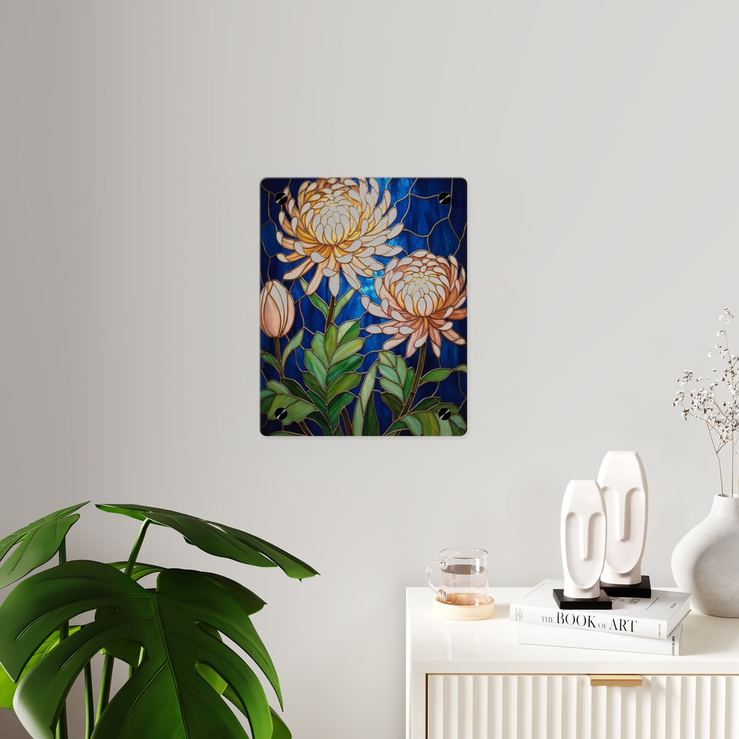 Chrysanthemum Acrylic Wall Art Panel — Floral Botanical Home Décor - 14609