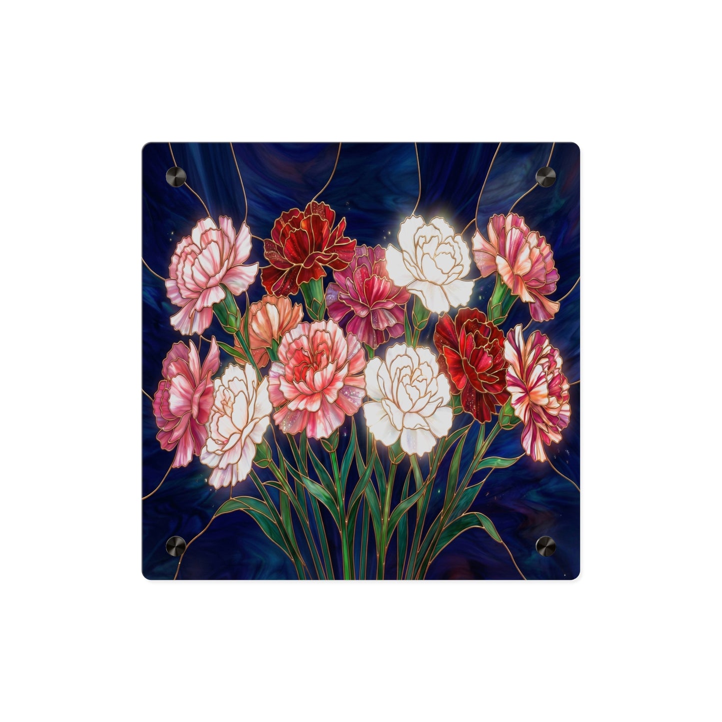 Carnation Bouquet Acrylic Wall Art Panel — Floral Home Décor - 14599