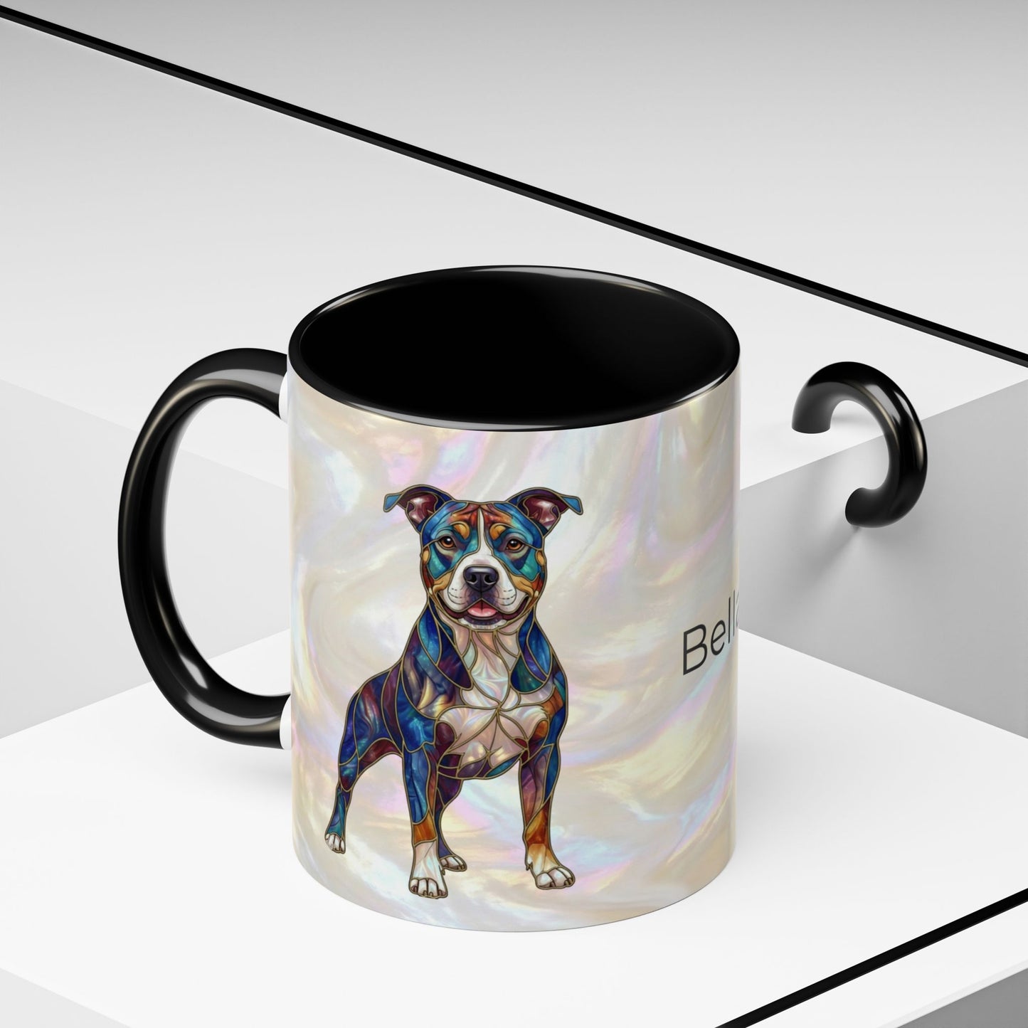 Pitbull Dog Accent Coffee Mug — Stained Glass Design (11/15oz) - 14536