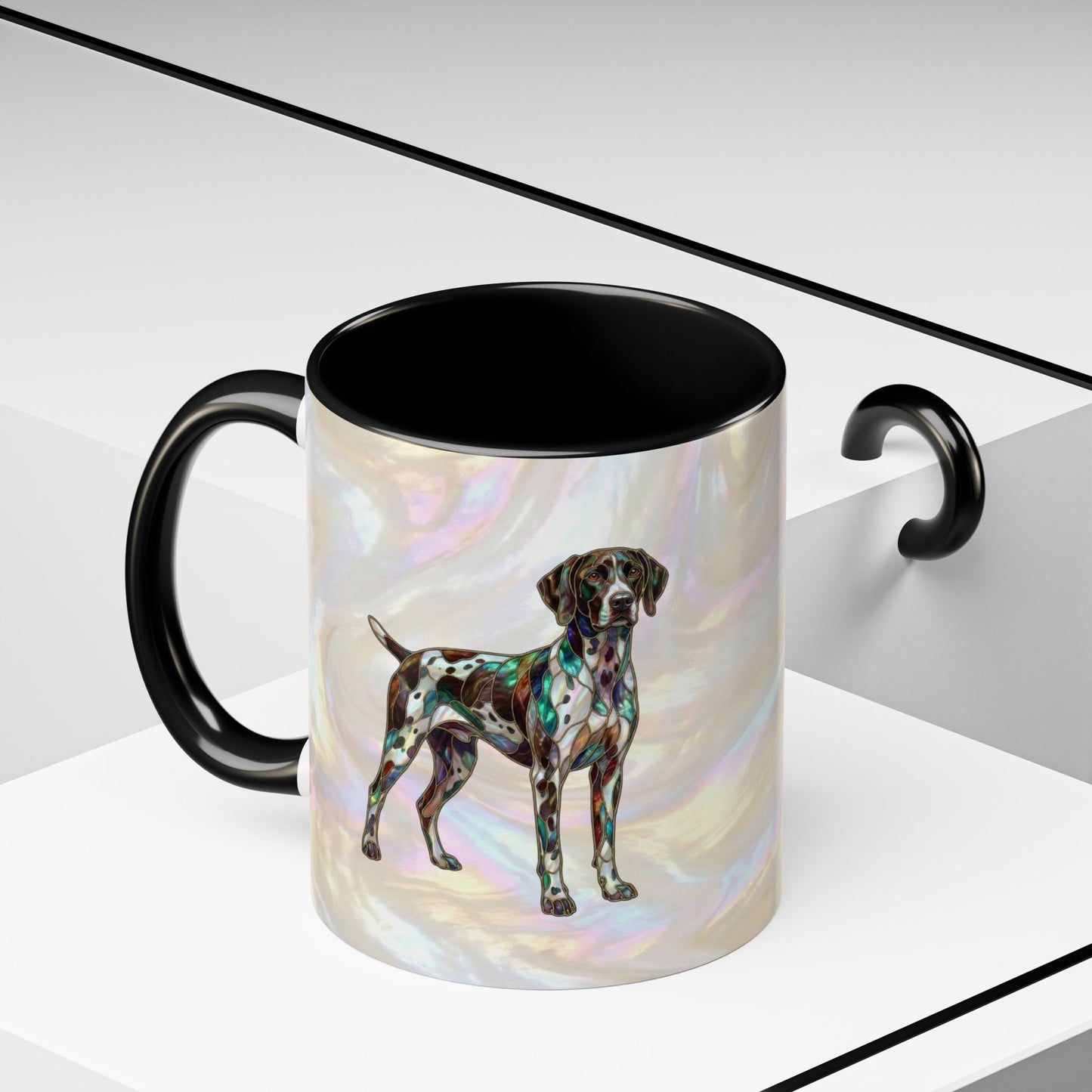 German Shorthaired Pointer Accent Coffee Mug — Stained Glass Design (11/15oz) - 14634