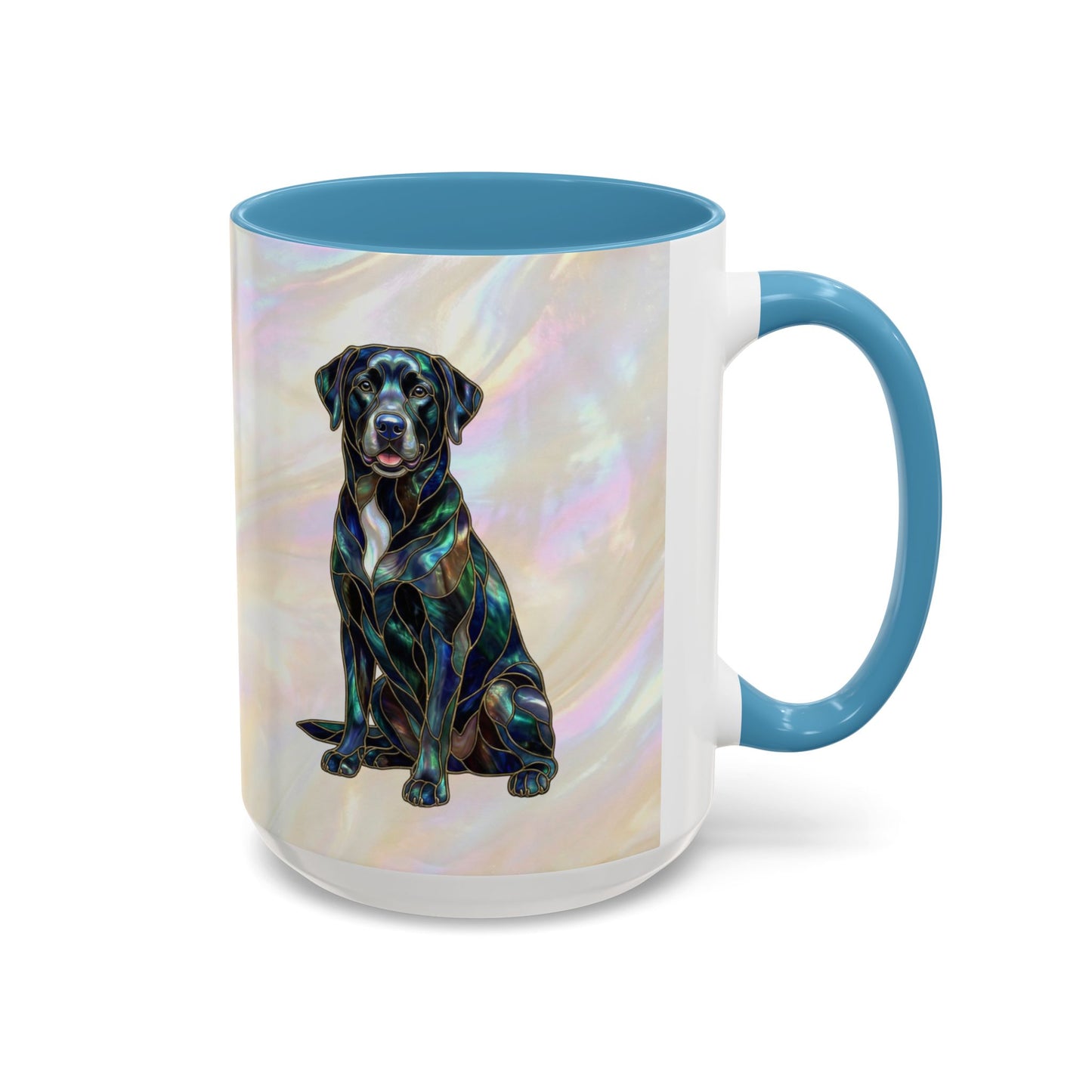 Black Labrador Accent Coffee Mug -Stained Glass Style (11/15oz) 14618