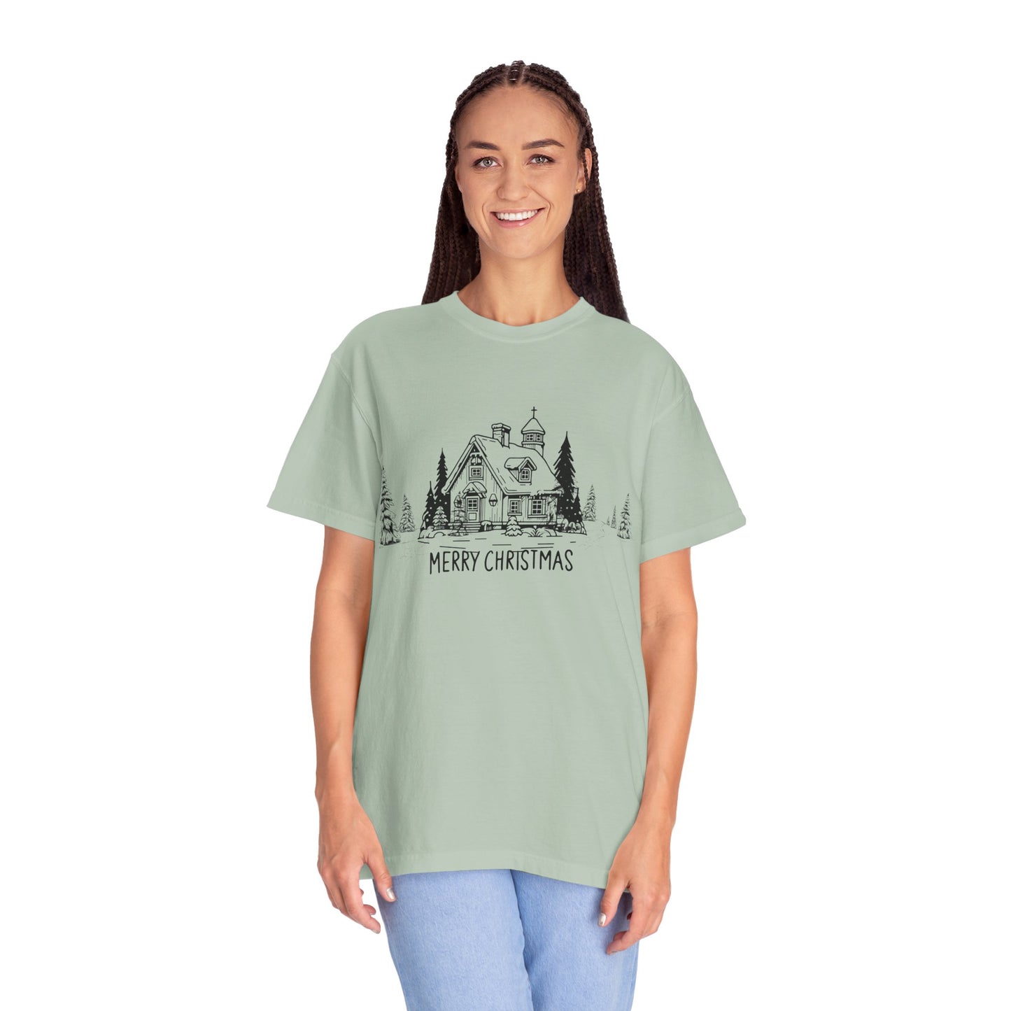 Merry Christmas, House - Unisex Garment-Dyed T-shirt - 10114