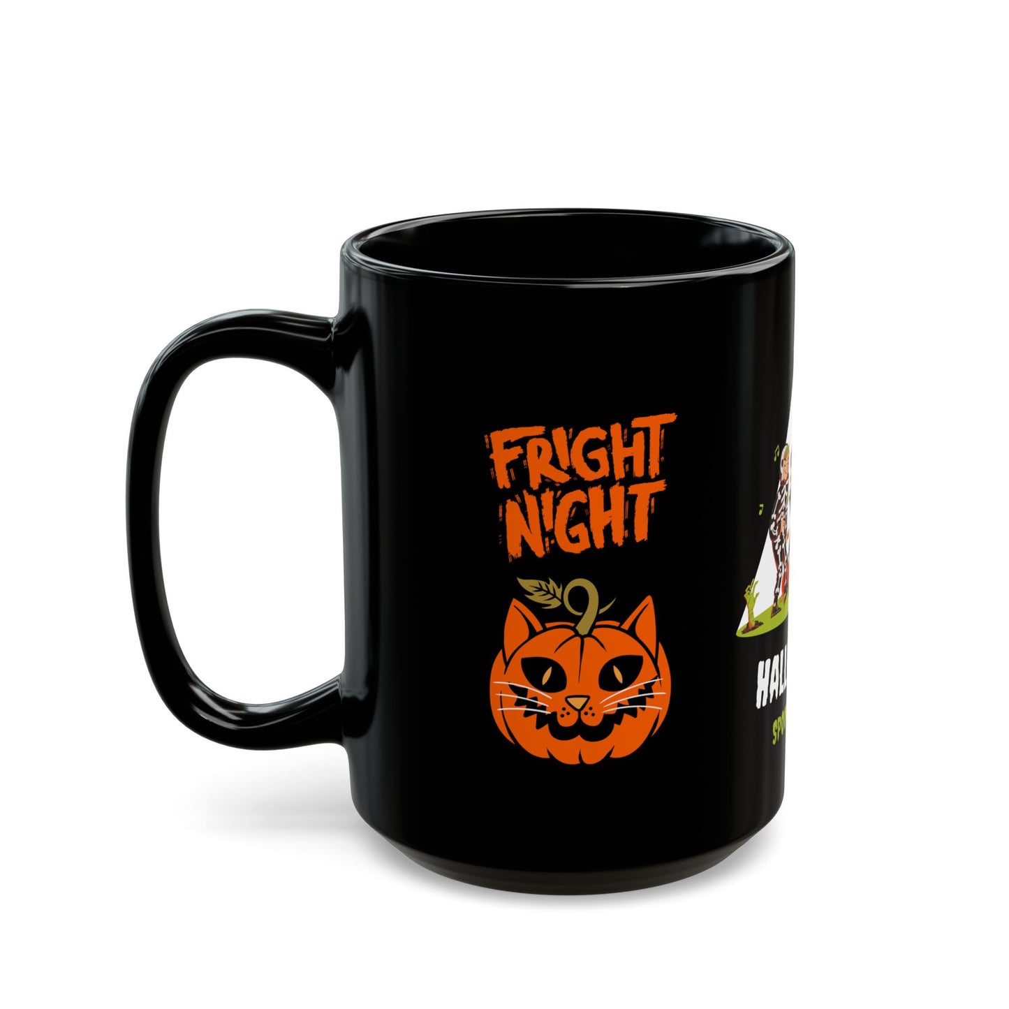 Halloween, Spooky Party - Black Mug (11oz, 15oz) | 11oz,Back-to-School,Black base,Ceramic,Coffee Mugs,Glossy,Home & Living,Mugs,Seasonal Picks,Sublimation