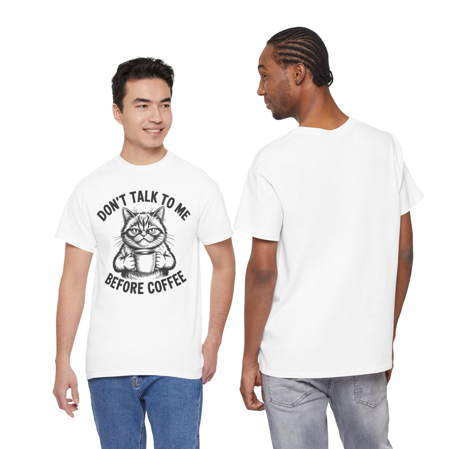 Funny Cat Coffee T-Shirt – “Don’t Talk To Me Before Coffee” Graphic Tee | Cute Grumpy Cat Shirt Gift - 14842