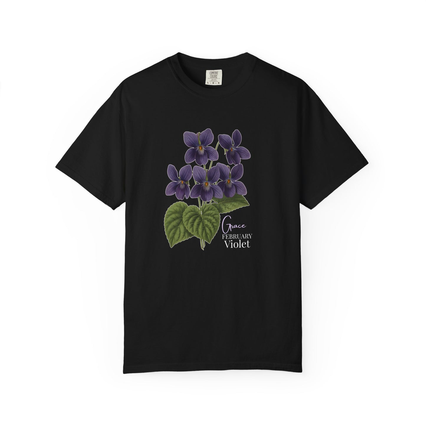 February Birth Flower Violet T-Shirt – Heavyweight Garment-Dyed Tee - 14694