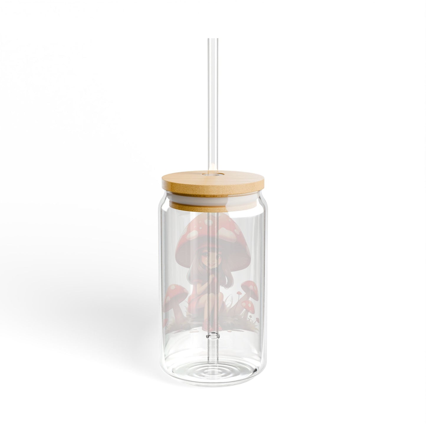 Mushroom Girl,  Customizable - Sipper Glass, 16oz