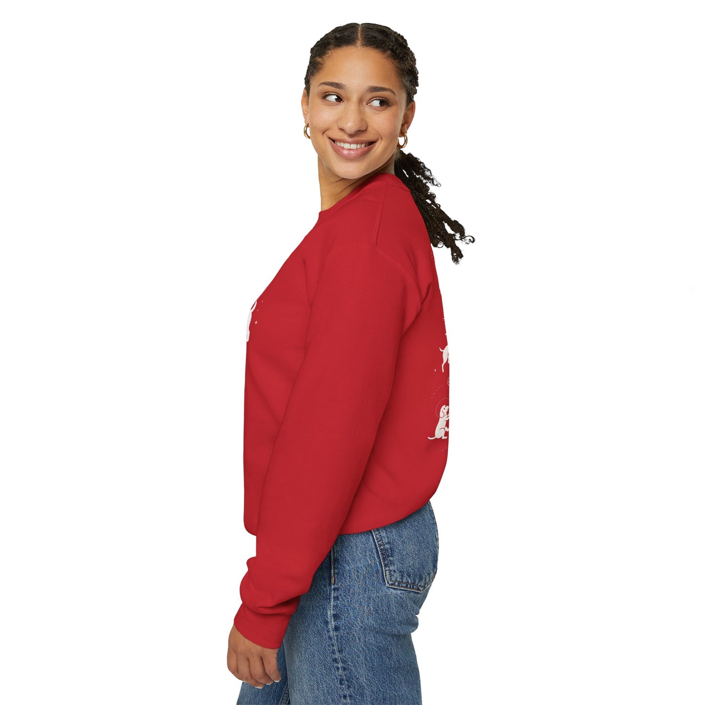 Dog in Space Crewneck Sweatshirt – Space Puppy Graphic Pullover - 14678
