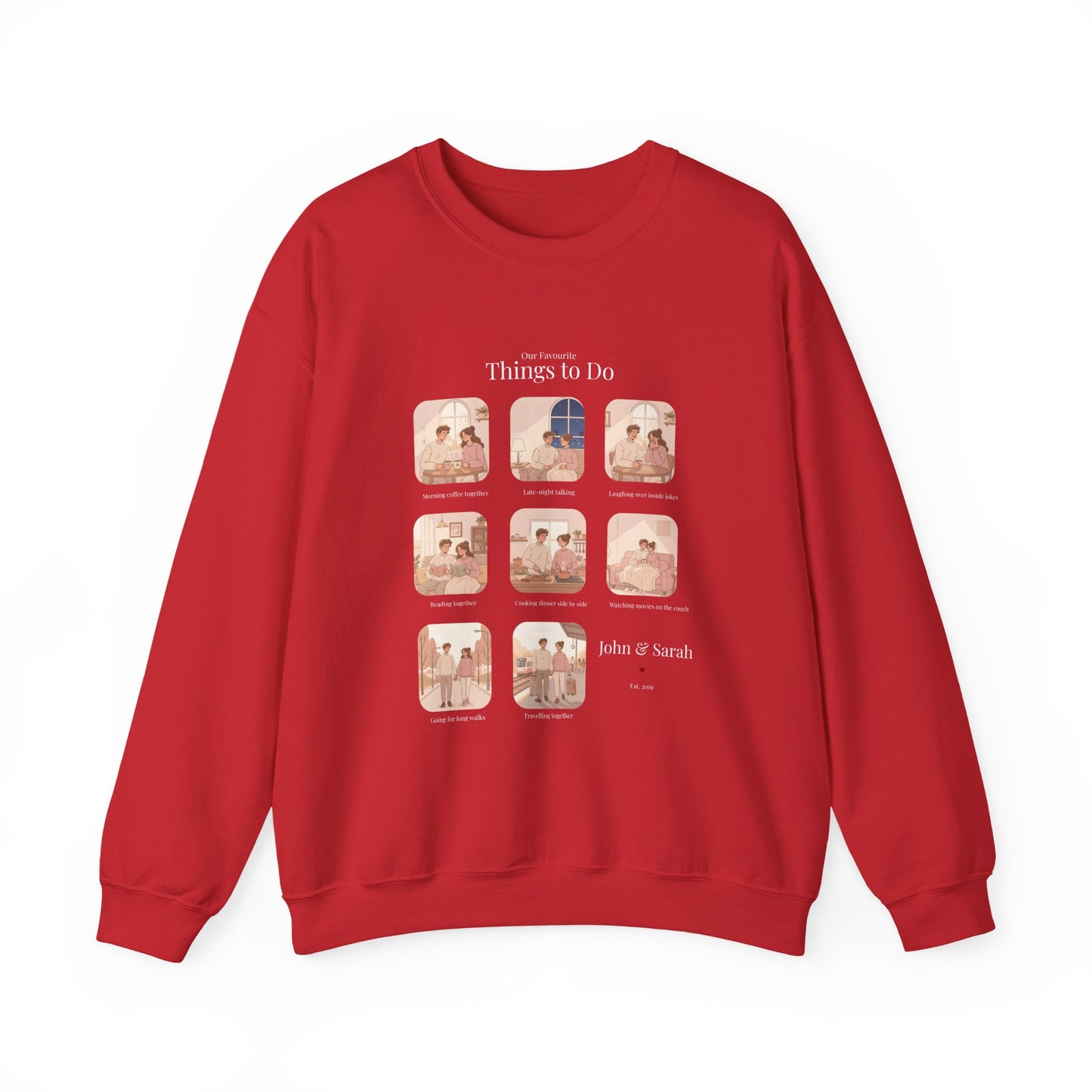 Our Favourite Things to Do Together – Personalised Illustration Crewneck Sweatshirt | Valentine’s Gift - 14725