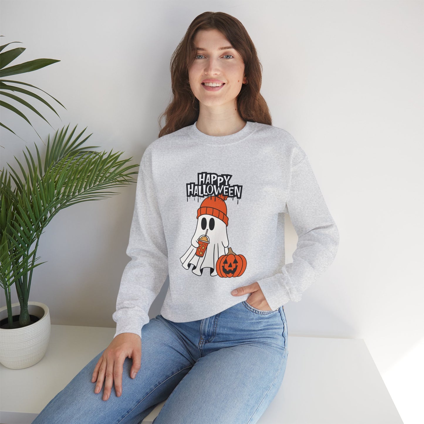 Happy Halloween, Ghost - Unisex Heavy Blend™ Crewneck Sweatshirt