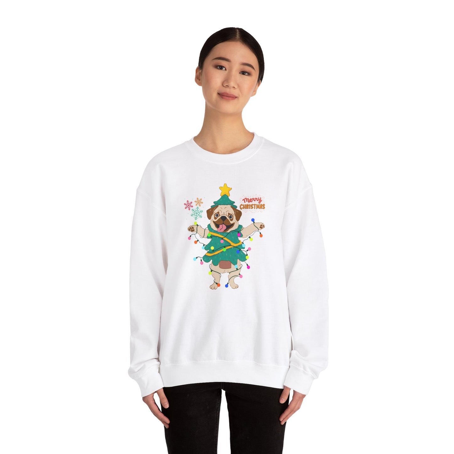 Pug, Merry Christmas - Unisex Heavy Blend™ Crewneck Sweatshirt - 10307