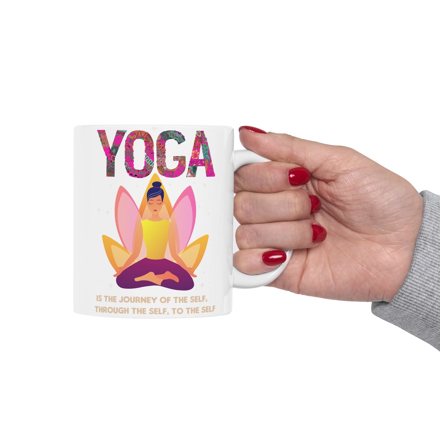 "Yoga Is The Journey Of The Self Through The Self To The Self" Ceramic Mug, 11/15oz - 13213