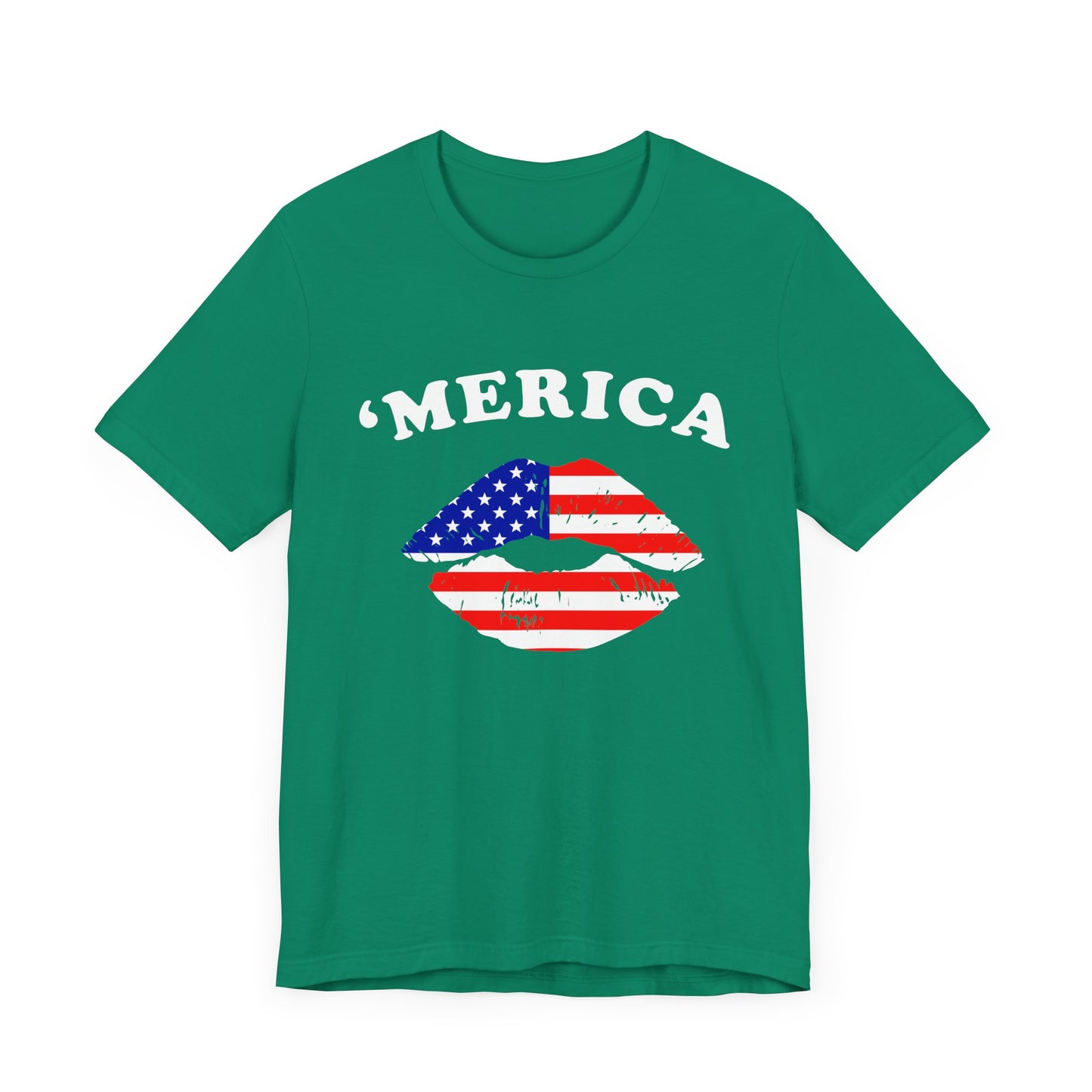 'Merica Unisex Jersey Tee, Patriotic Short Sleeve Shirt, USA Flag Design, Independence Day Apparel, Festival Wear, Summer Casual - 13519