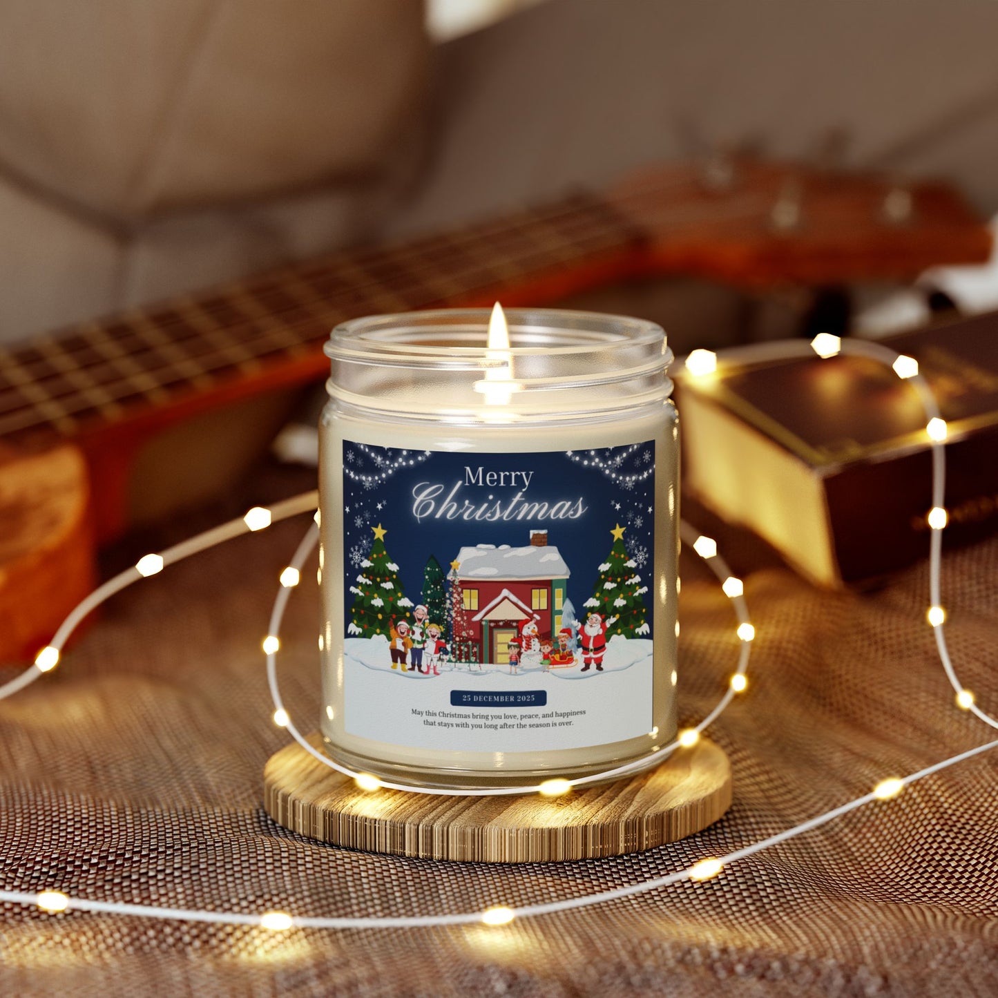 Merry Christmas, Happy New Year - Scented Candles, Coconut Apricot Wax (4oz, 9oz)