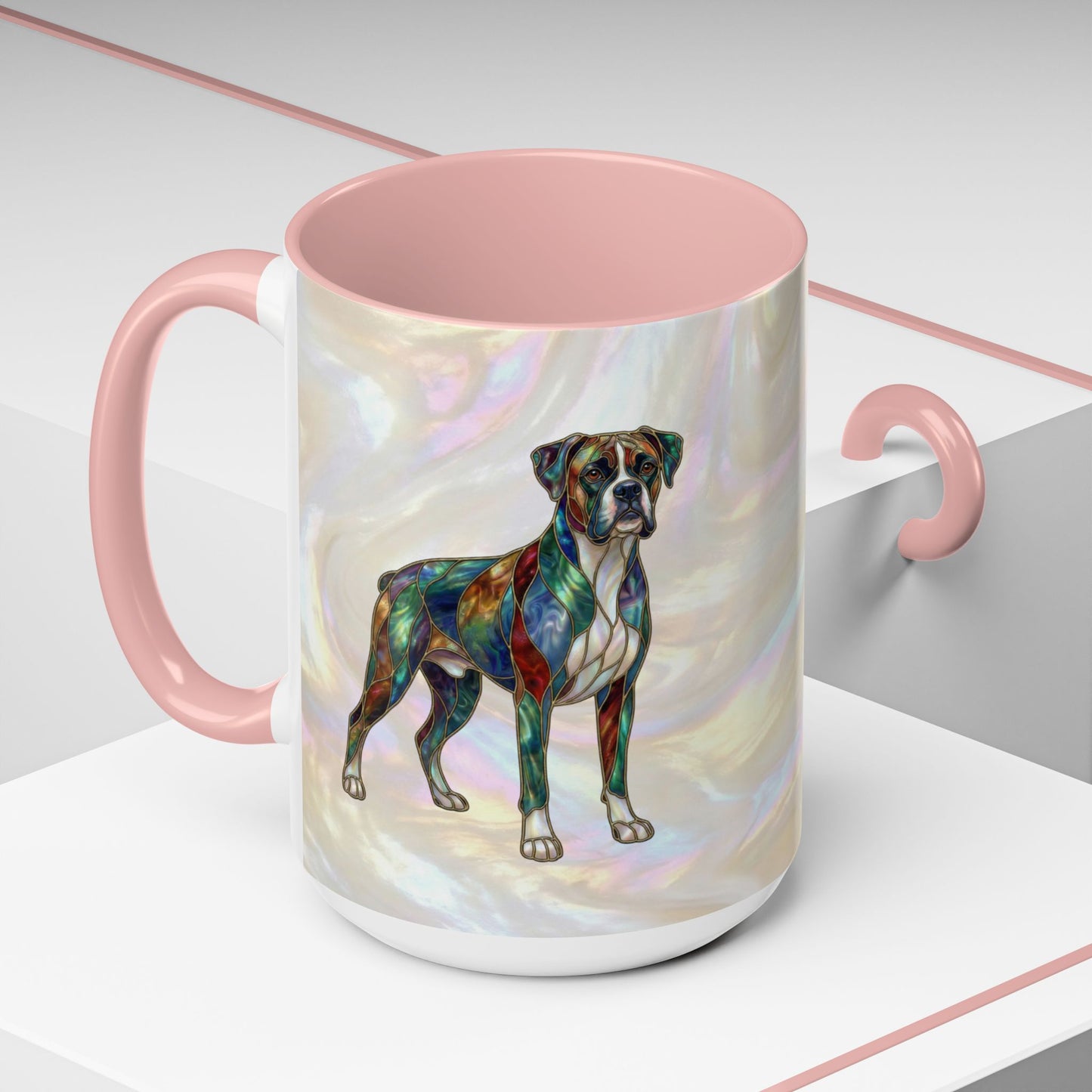 Boxer Accent Coffee Mug -Stained Glass Style (11/15oz) - 14621
