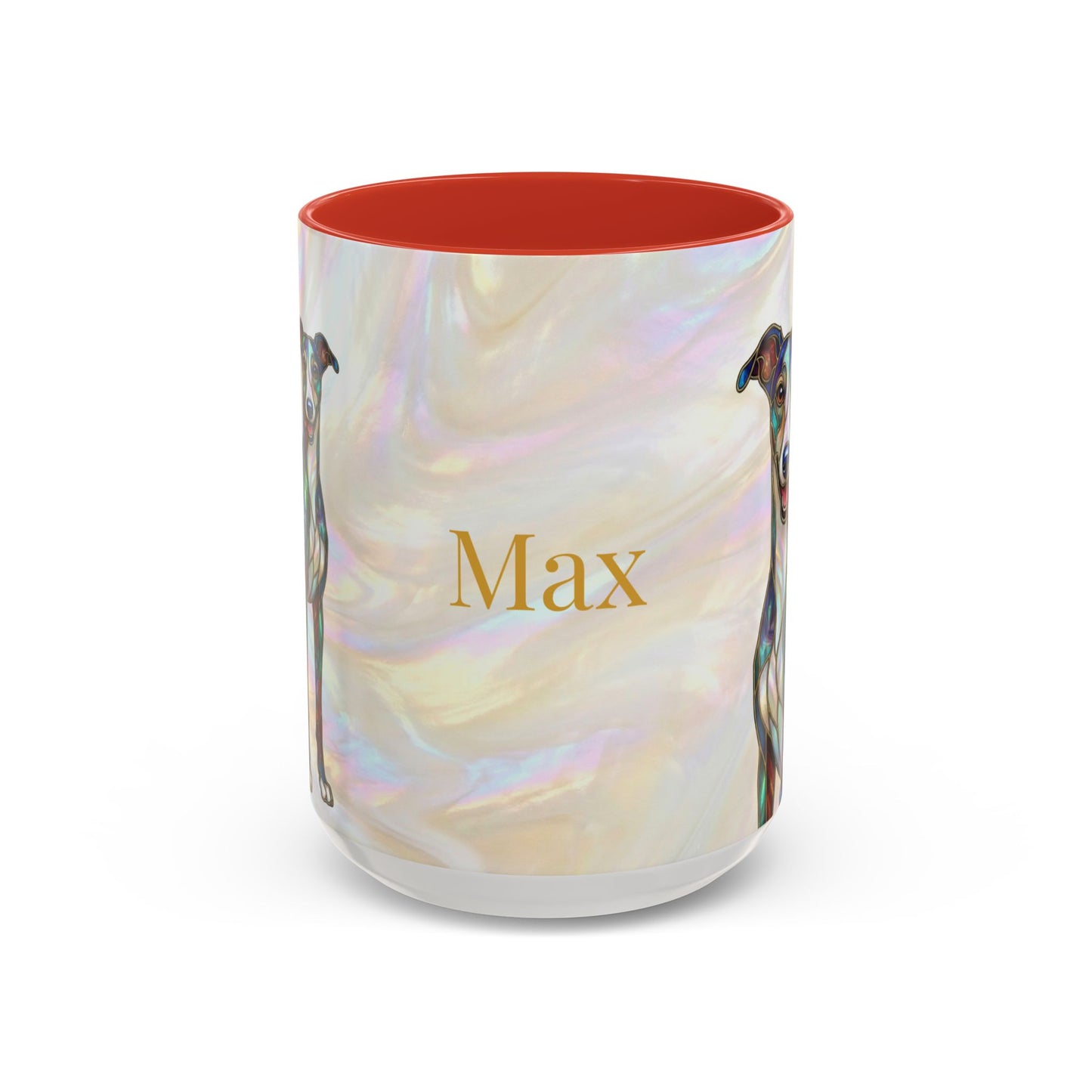 Personalized Greyhound Coffee Mug – Stained Glass Dog Accent Mug (Name Customizable)  - 14523