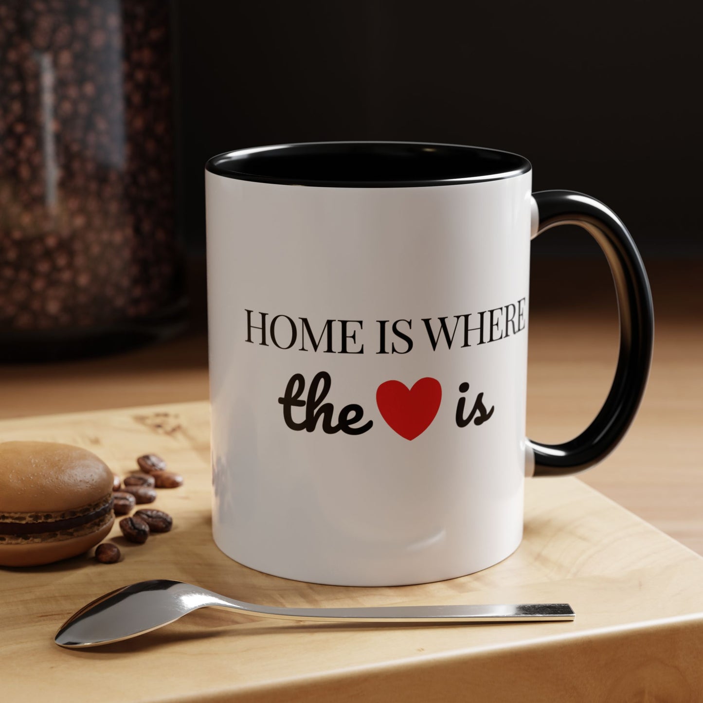 "Home is Where the Heart is" Coffee Mug —  Minimal Accent Ceramic Mug (11/15oz) - 14684