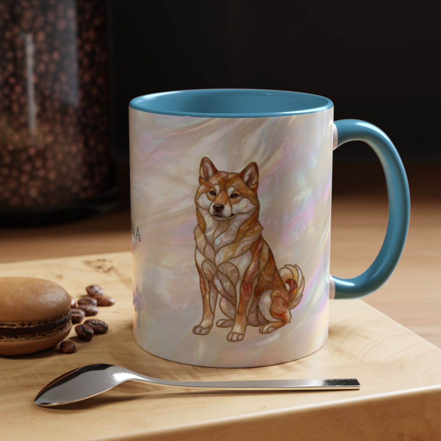 Shiba Inu Accent Coffee Mug – Stained Glass Design 11/15oz - 14646