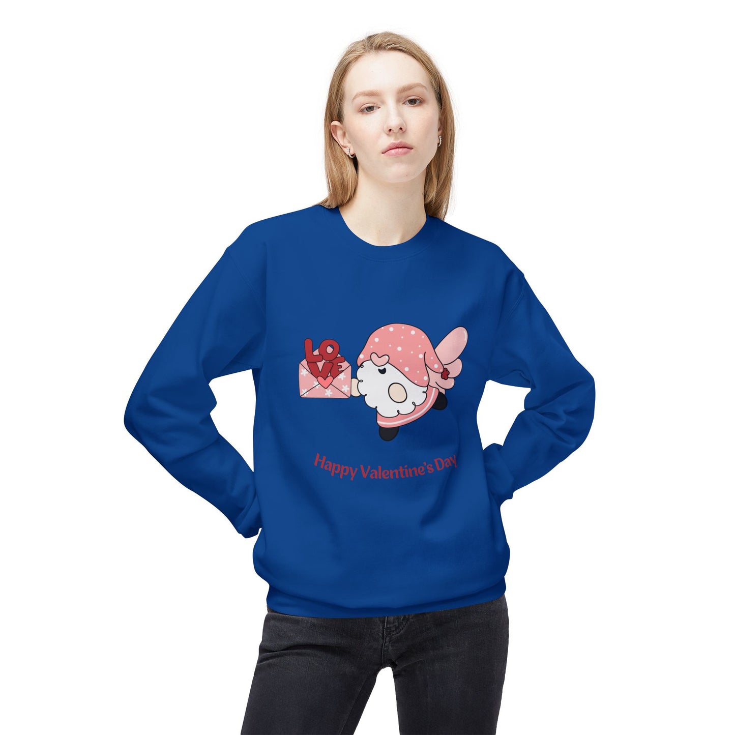 Gnome, Happy Valentine's Day - Unisex Midweight Softstyle Fleece Crewneck Sweatshirt - 11349