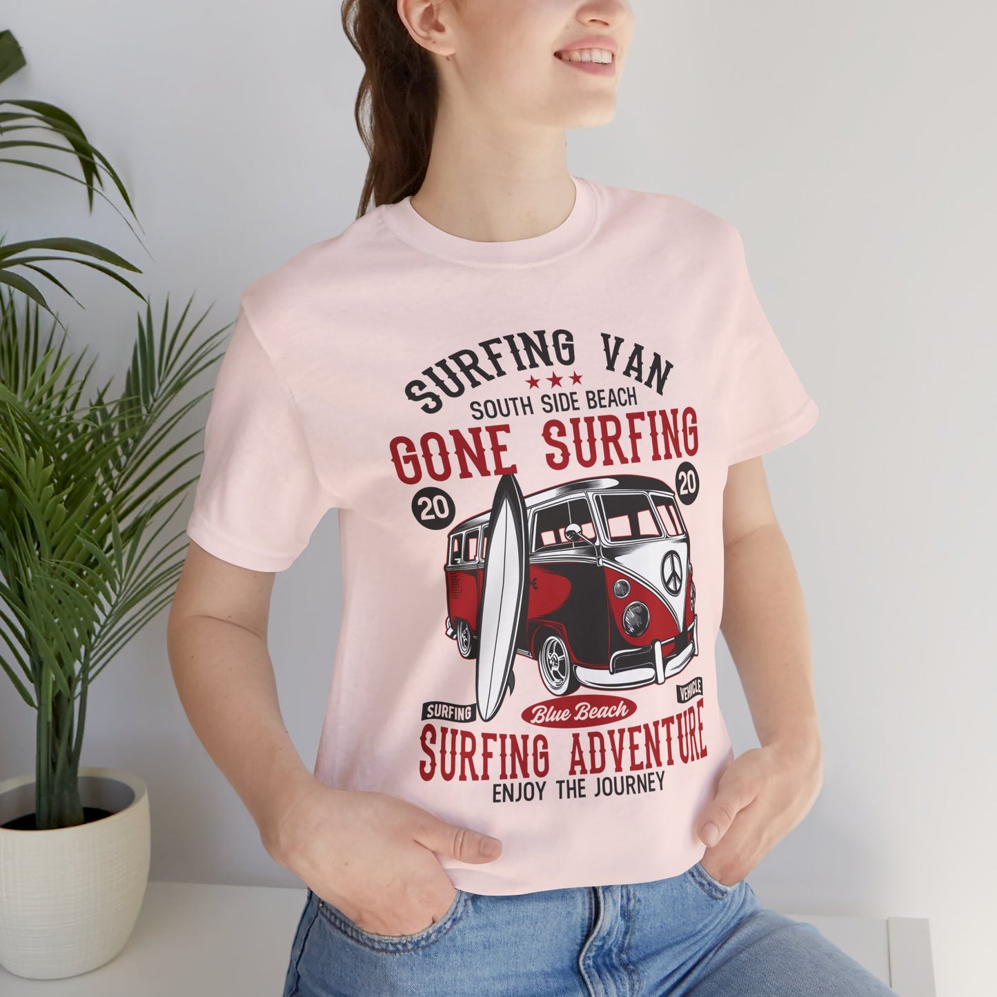 Surfing Van, Surfing Adventure - Unisex Jersey Short Sleeve Tee - 12613