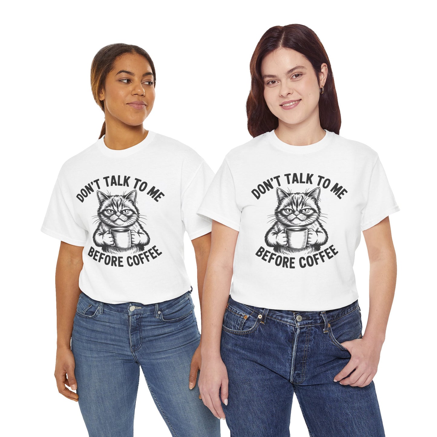 Funny Cat Coffee T-Shirt – “Don’t Talk To Me Before Coffee” Graphic Tee | Cute Grumpy Cat Shirt Gift - 14842
