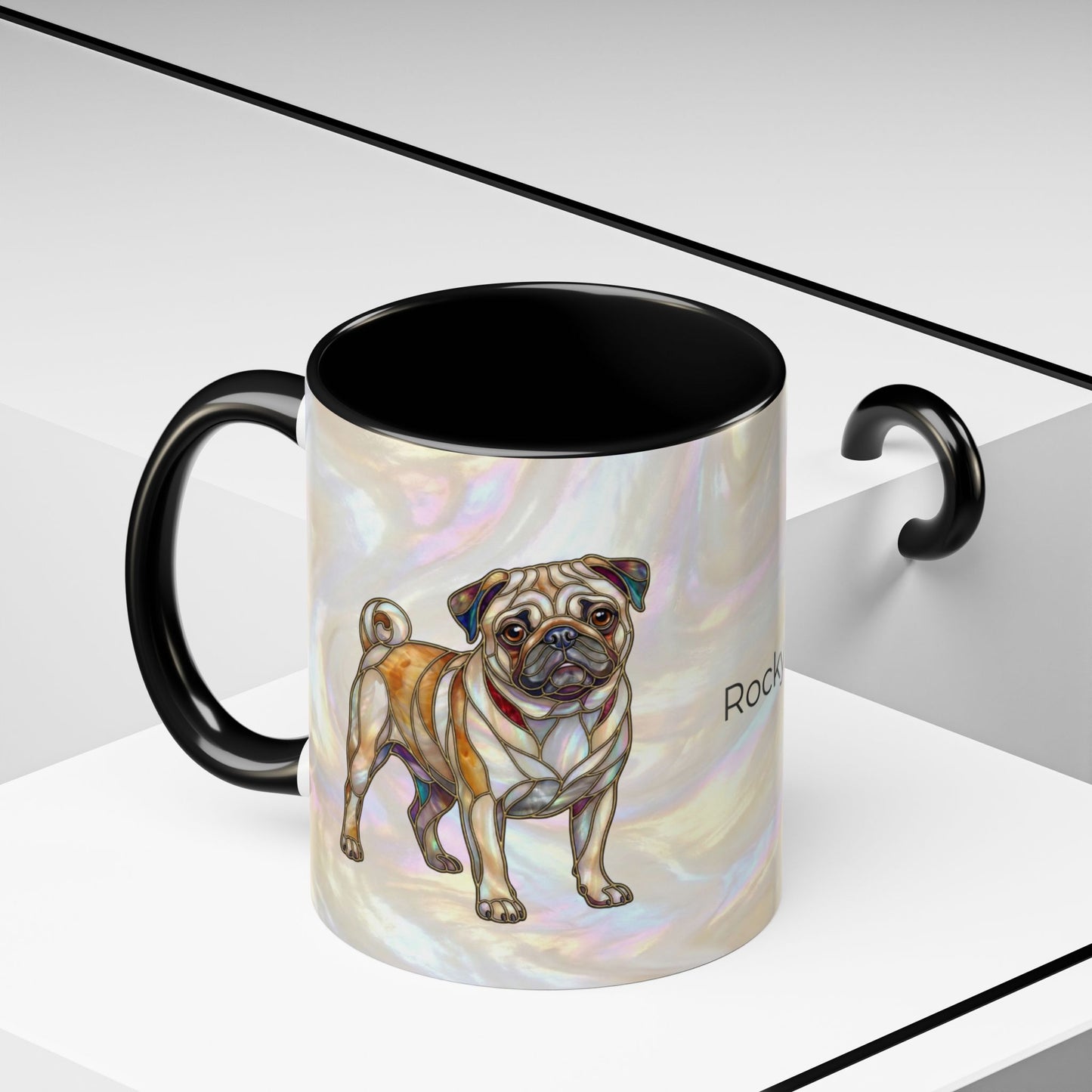 Pug Accent Coffee Mug –  Stained Glass Design (11/15oz) - 14547