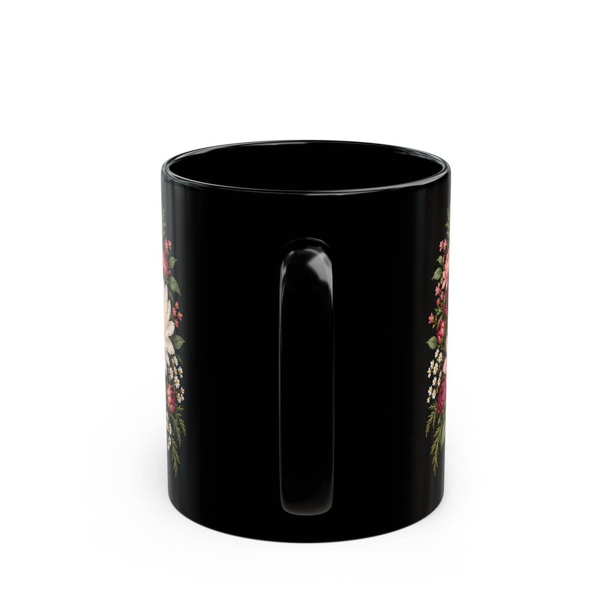 November Chrysanthemum Birth Flower Mug, Personalized Black Floral Mug - 14546