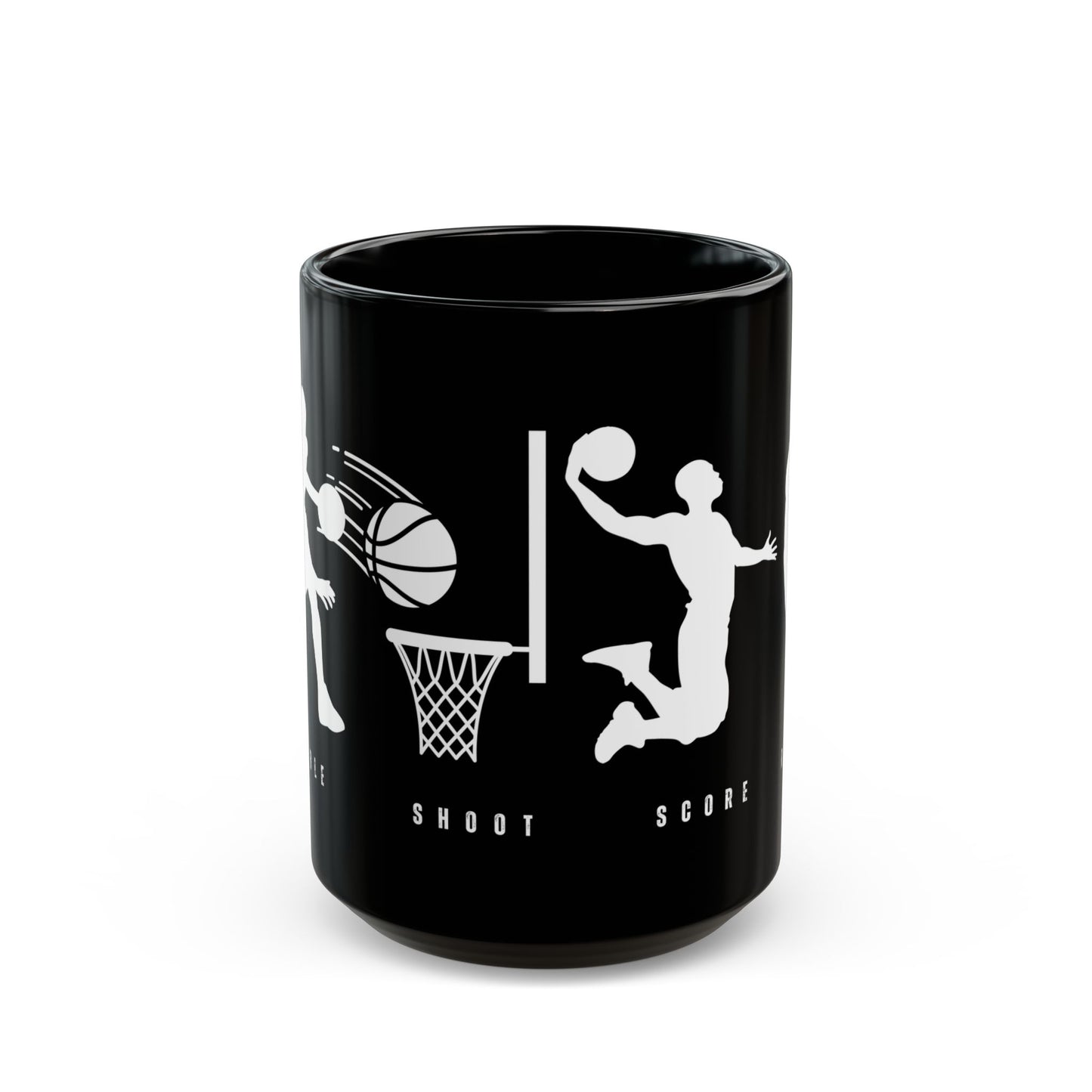 Dribble  Shoot  Score Repeat, Basketball Lovers - Ceramic Black Mug (11oz, 15oz) - 10134