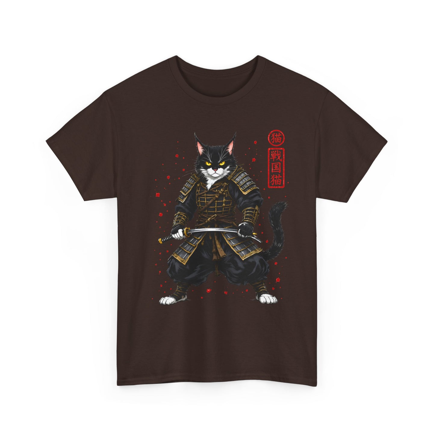 Samurai Cat T-Shirt – Japanese Warrior Cat Graphic Tee, Anime Samurai Cat Shirt, Japanese Streetwear Gift - 14913