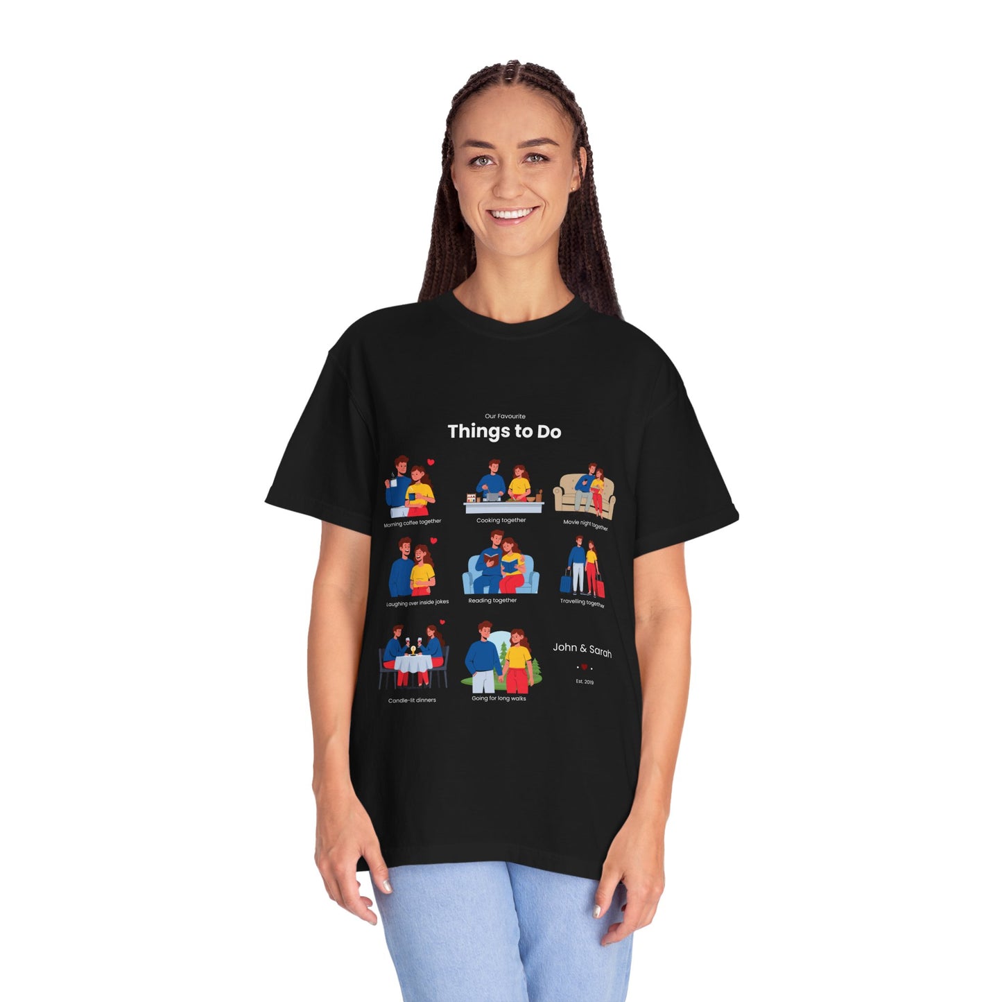 Our Favourite Things to Do Together – Personalised Valentine’s Illustration T-Shirt Gift - 14722