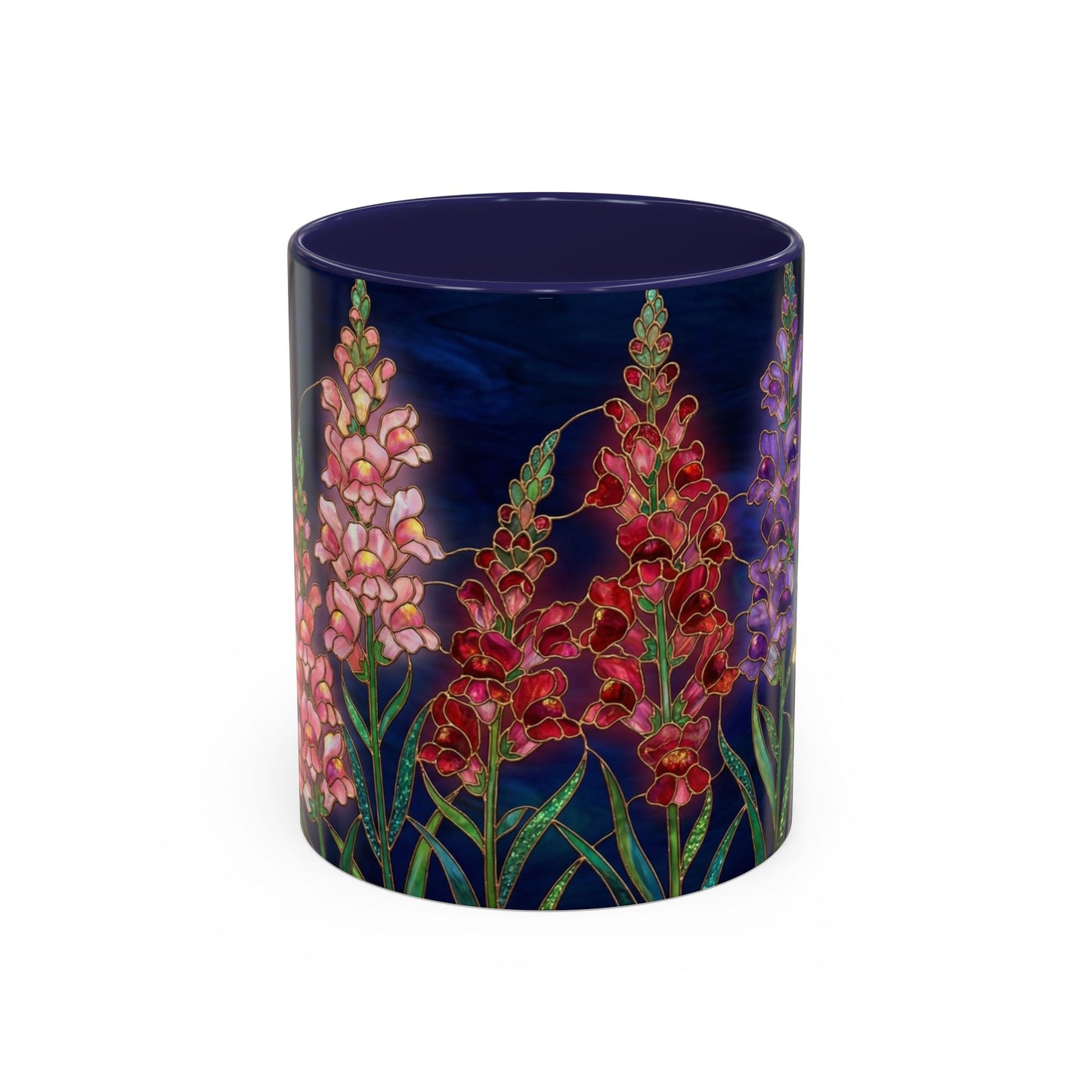 Snapdragon Floral Accent Coffee Mug — Stained Glass Design (11/15oz) - 14586