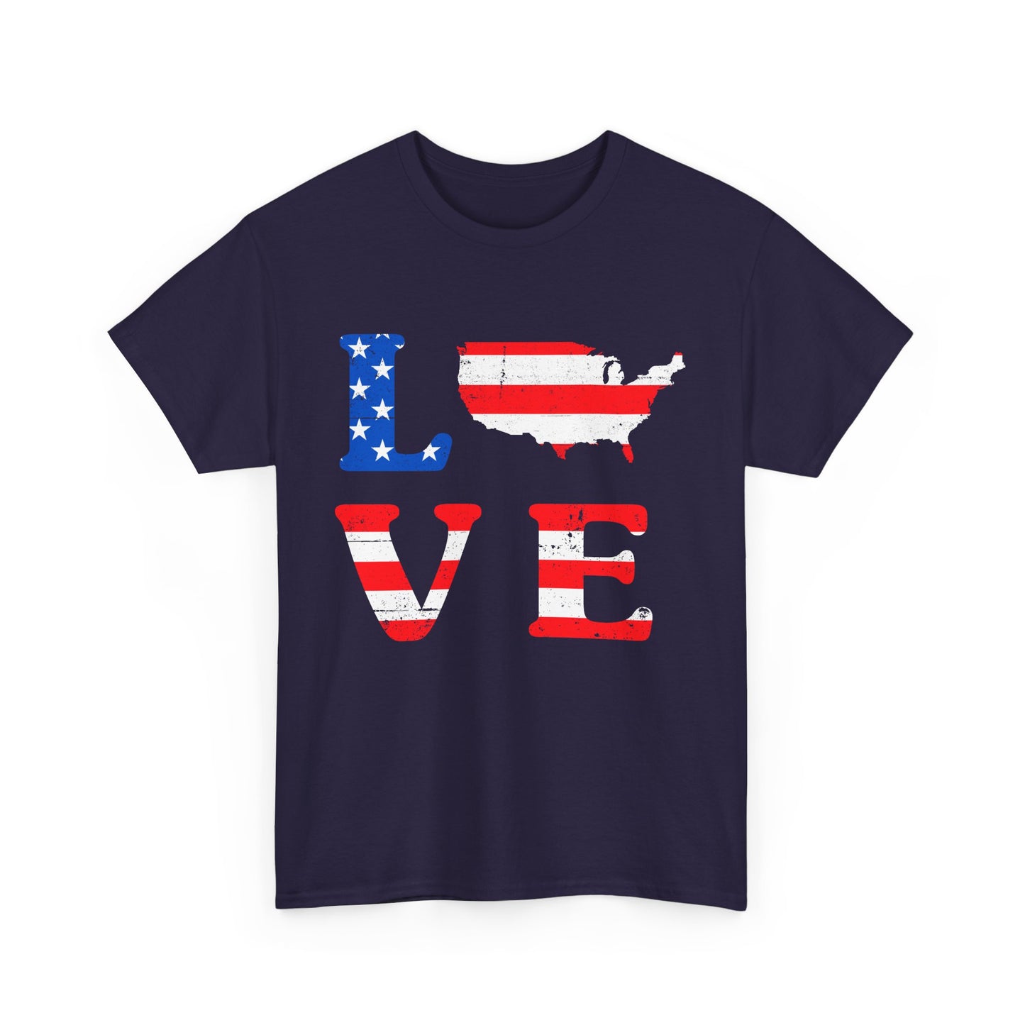 Patriotic Love Tee | Unisex Heavy Cotton T-Shirt, USA Love Shirt, 4th of July Gift, Casual Wear, Independence Day Apparel - 13696