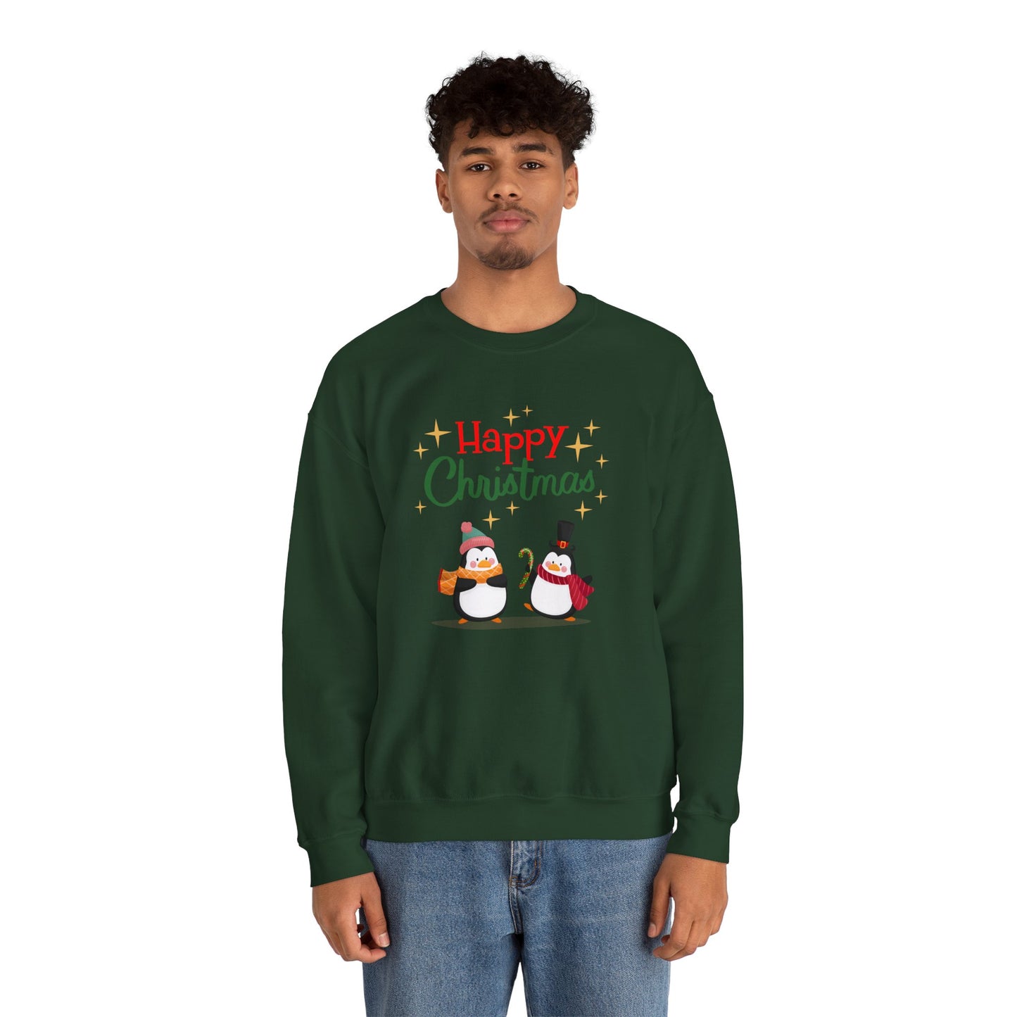 2 Penguins: Happy Christmas - Unisex Heavy Blend™ Crewneck Sweatshirt