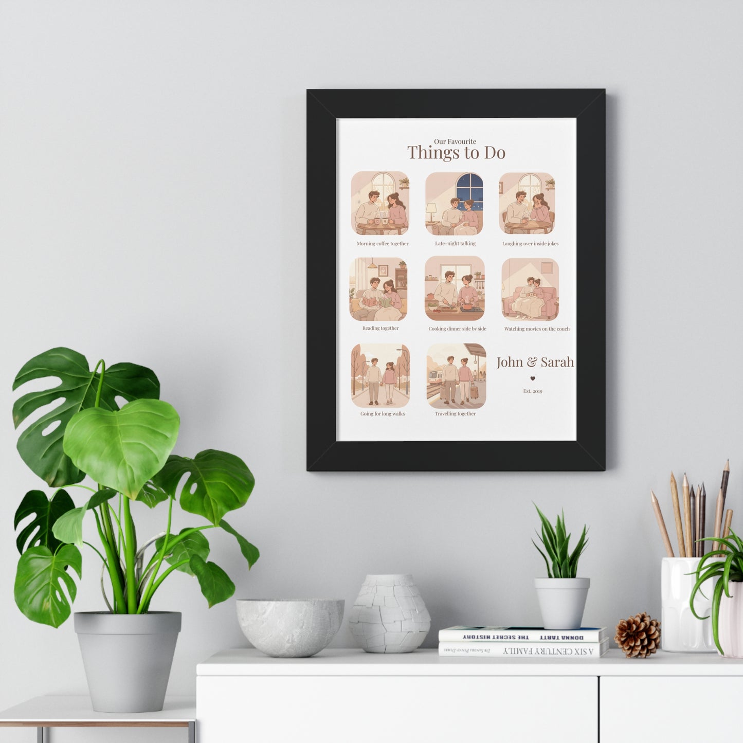 Framed Poster – “Our Favourite Things to Do” Personalized Couple Print | Valentine’s Gift - 14707