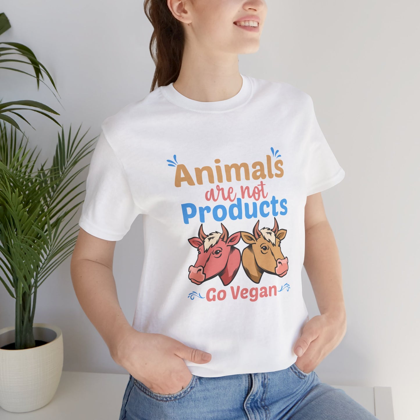 Vegan: Animals Are Not Products, Go Vegan - Unisex Jersey Short Sleeve Tee - 12353