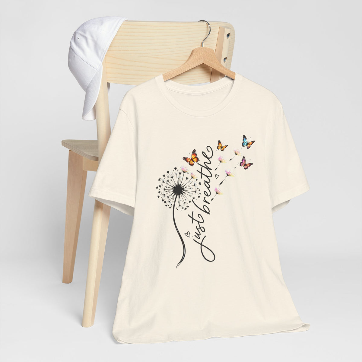 Just Breathe Dandelion T-Shirt,  Butterfly Inspirational Tee - 14519