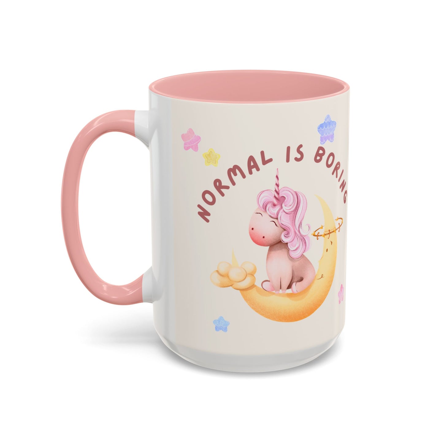 Normal is Boring, Be A Unicorn - Accent Coffee Mug (11, 15oz) - 11084