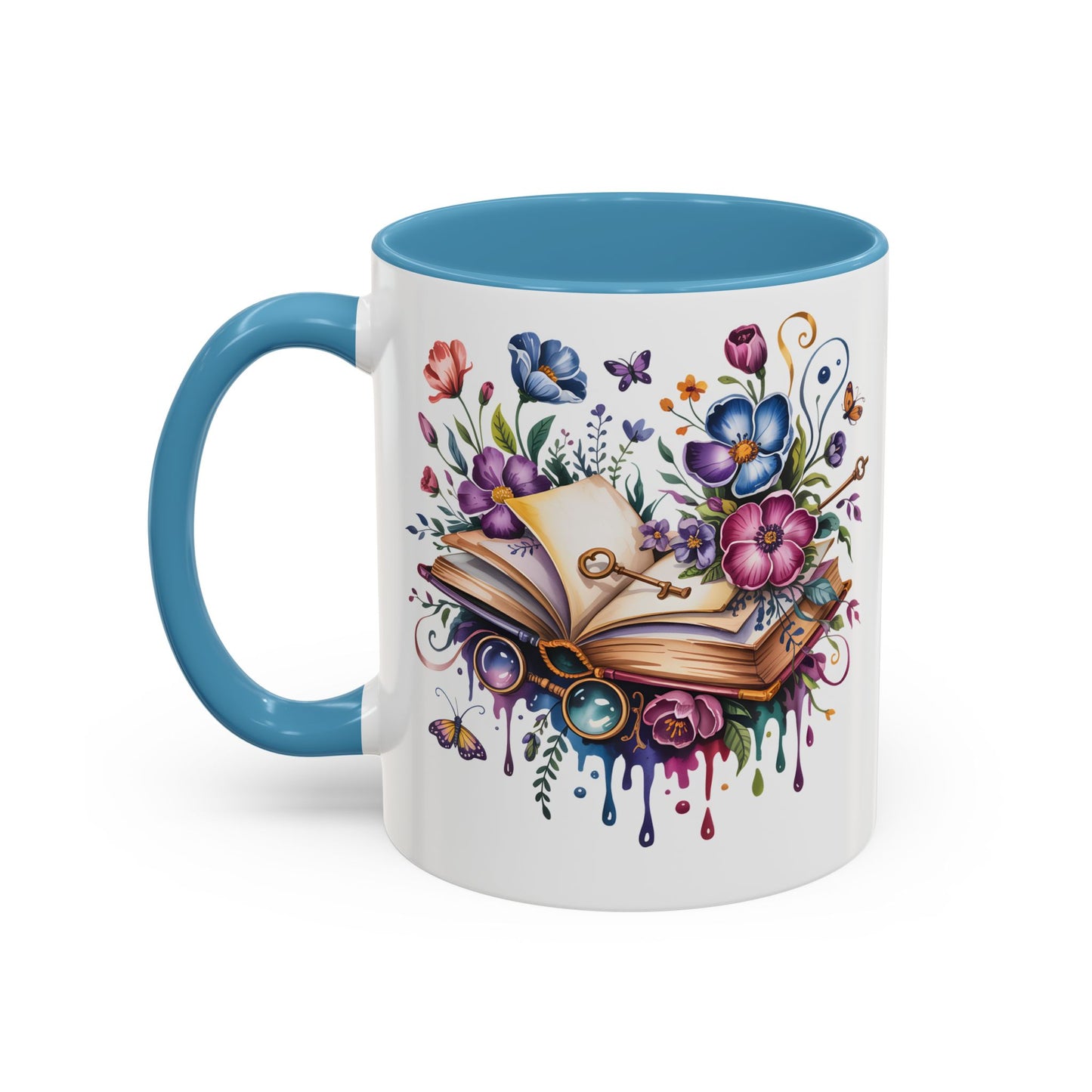 Floral Storybook Coffee Mug – Open Book with Flowers, Book Lover Gift (11oz / 15oz) - 14829