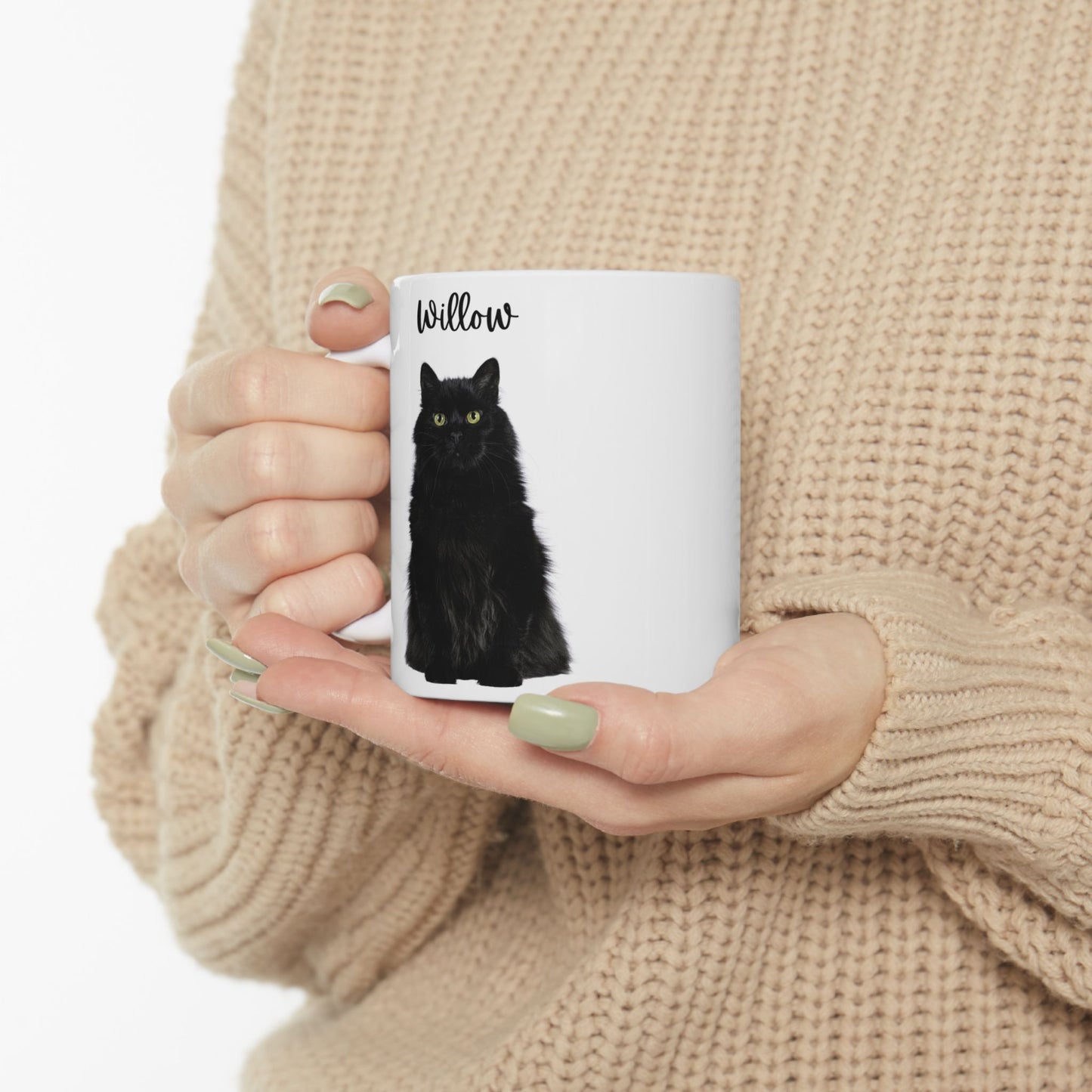 Personalised Cat Ceramic Mug, Modern Coffee Cup, Gift for Cat Lovers, Unique Home Decor - 14207
