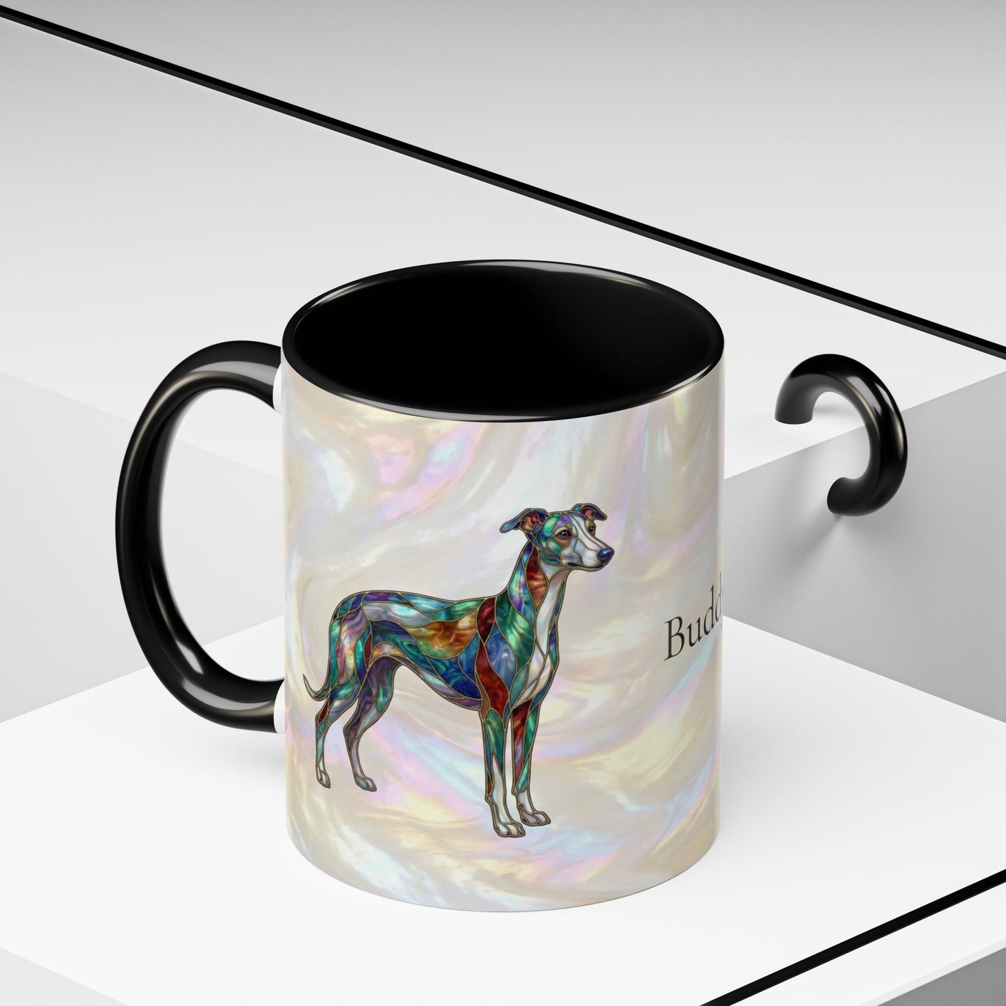 Whippet Accent Coffee Mug – Stained Glass Design 11/15oz - 14652