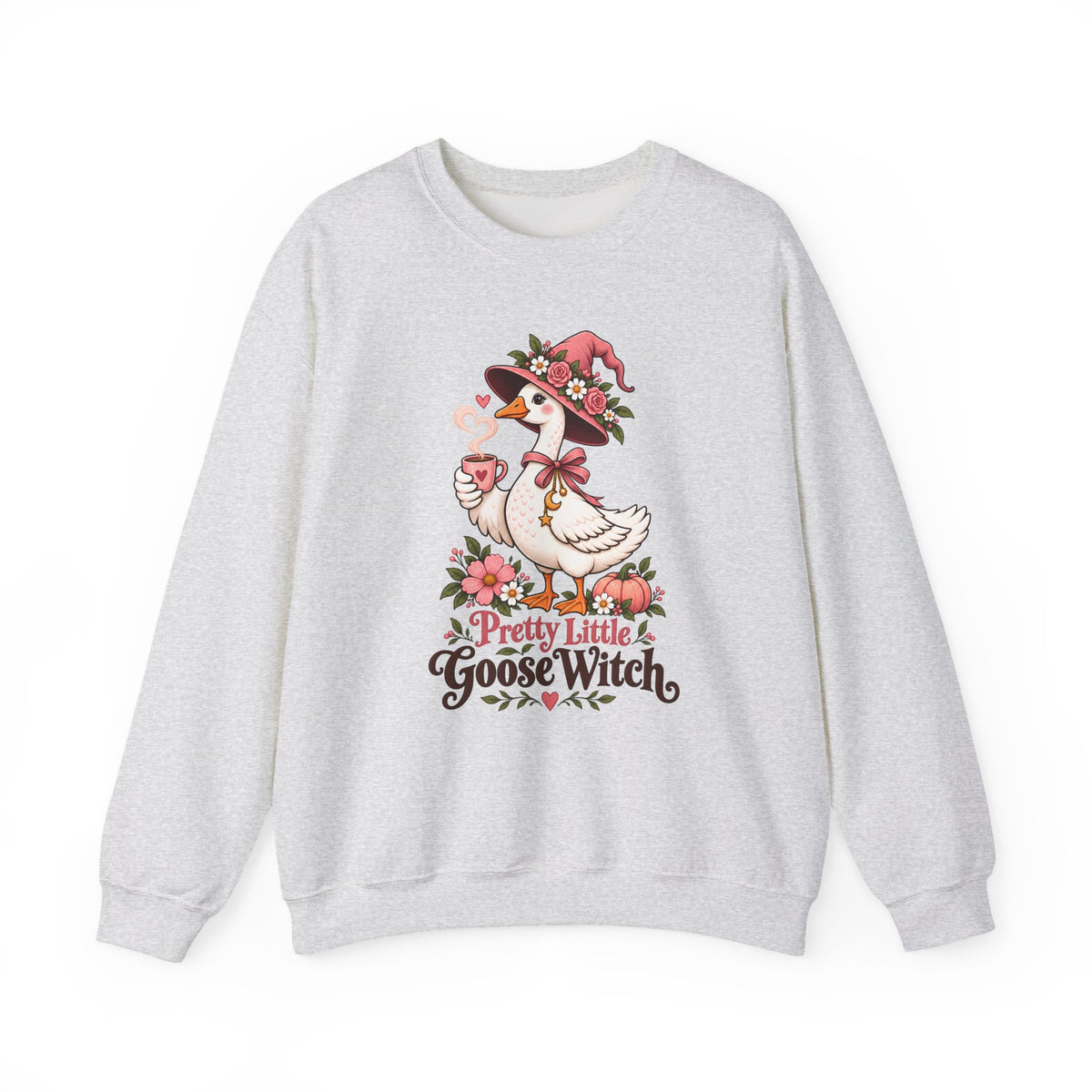 Pretty Little Goose Witch Sweatshirt, Cute Floral Halloween Crewneck - 14532