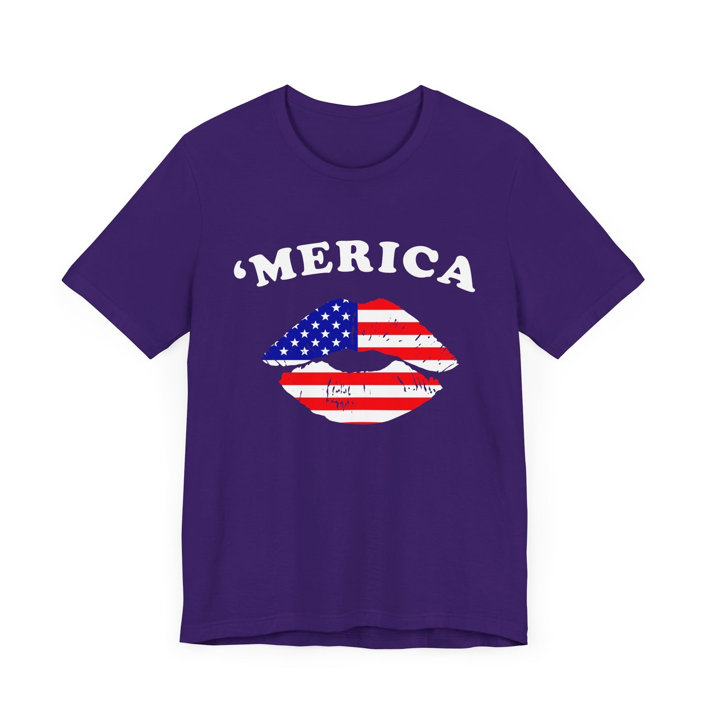 'Merica Unisex Jersey Tee, Patriotic Short Sleeve Shirt, USA Flag Design, Independence Day Apparel, Festival Wear, Summer Casual - 13519