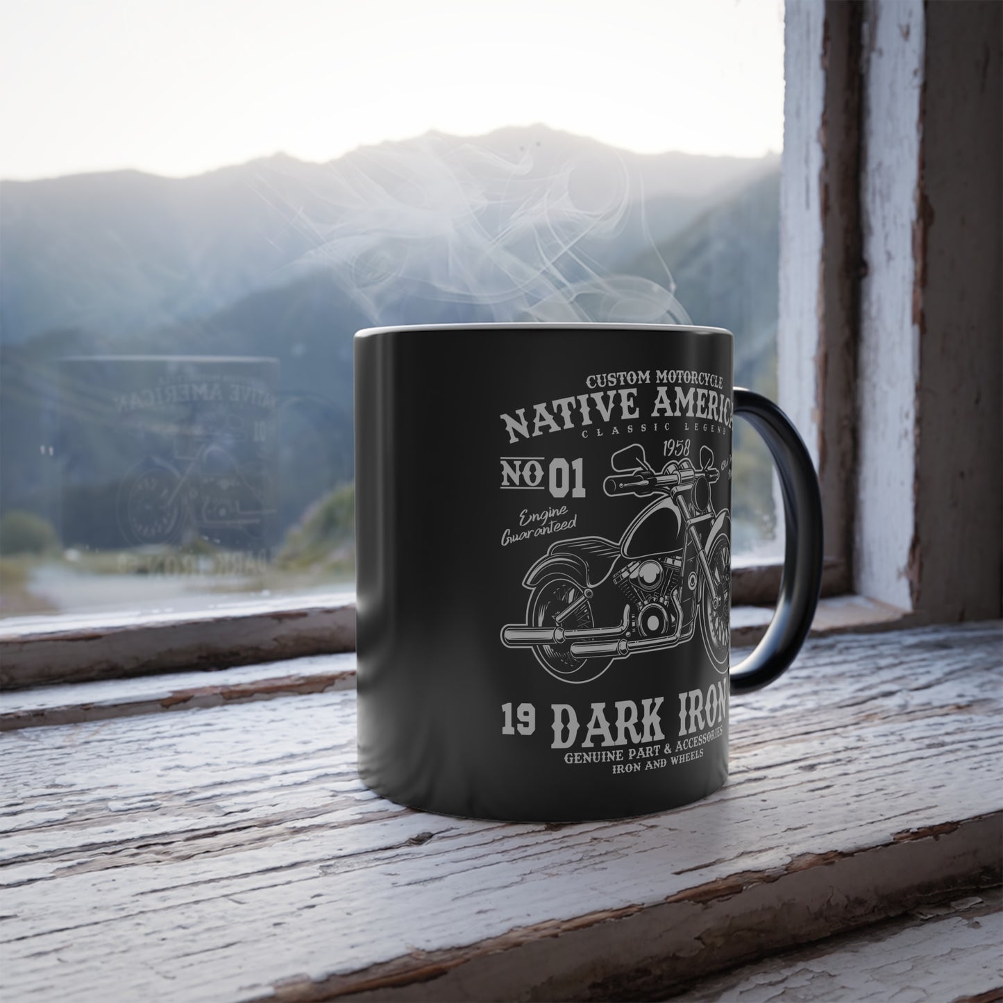 Custom Motorcycle, Native American - Color Morphing Mug, 11oz - 13315