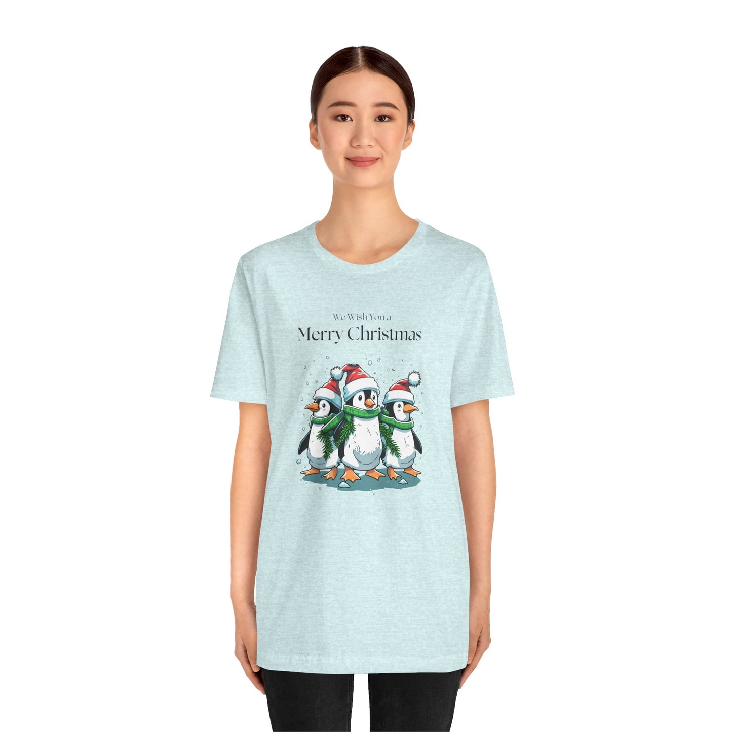 Penguins, We Wish You A Merry Christmas - Unisex Jersey Short Sleeve Tee - 10198