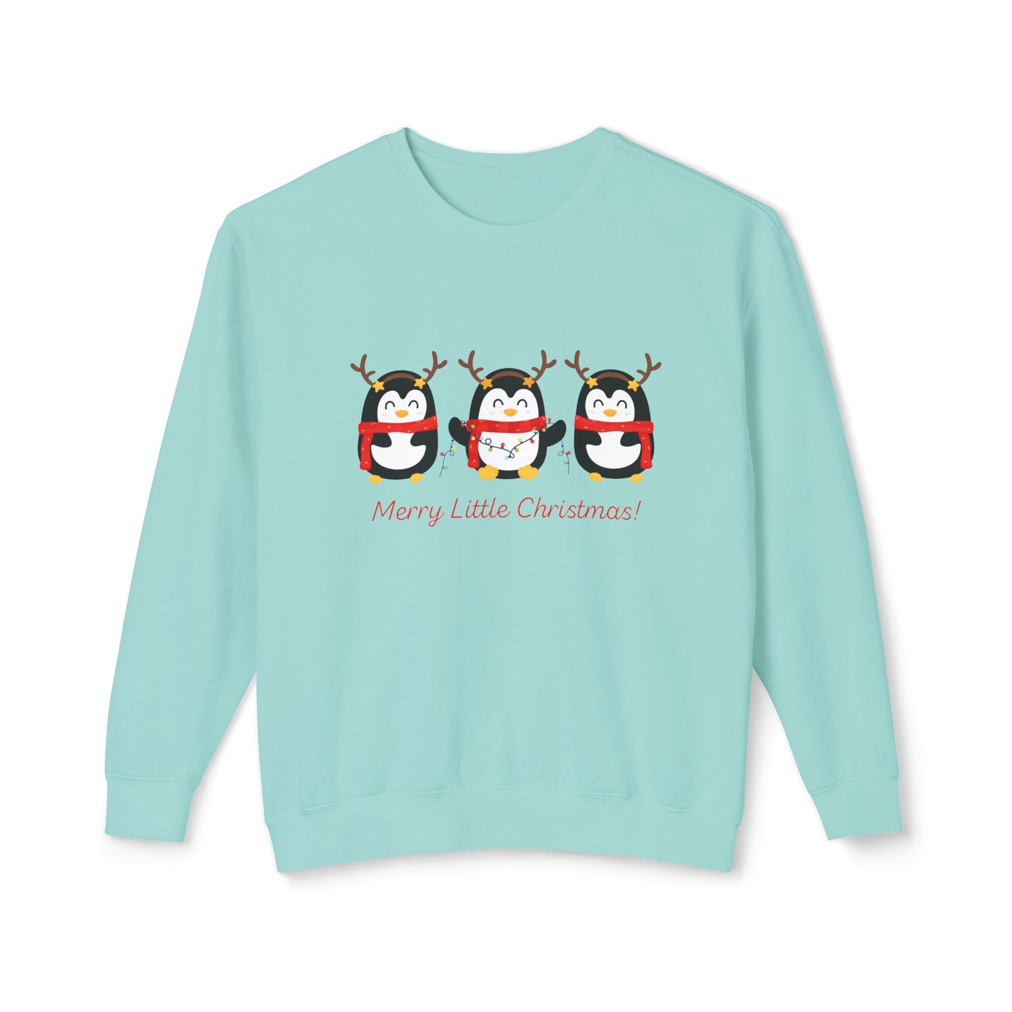 Penguins, Merry Little Christmas - Unisex Lightweight Crewneck Sweatshirt - 10531