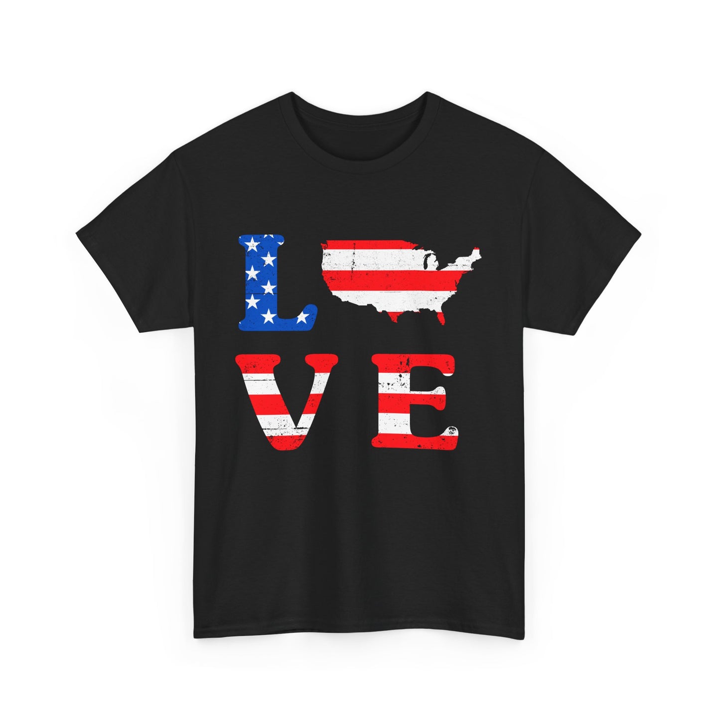 Patriotic Love Tee | Unisex Heavy Cotton T-Shirt, USA Love Shirt, 4th of July Gift, Casual Wear, Independence Day Apparel - 13696