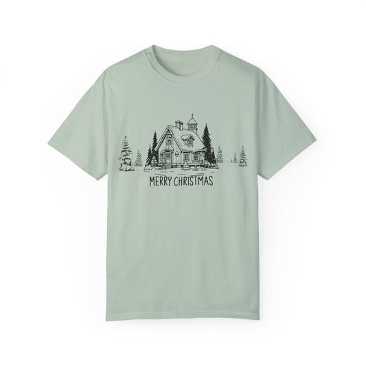 Merry Christmas, House - Unisex Garment-Dyed T-shirt - 10114