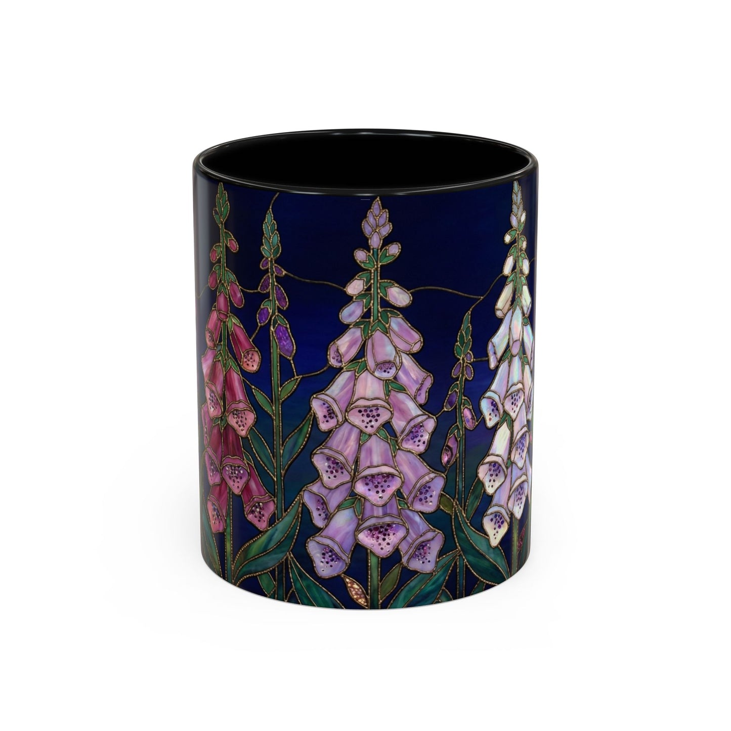 Foxglove Floral Coffee Mug — Stained Glass Design (11/15oz) - 14565