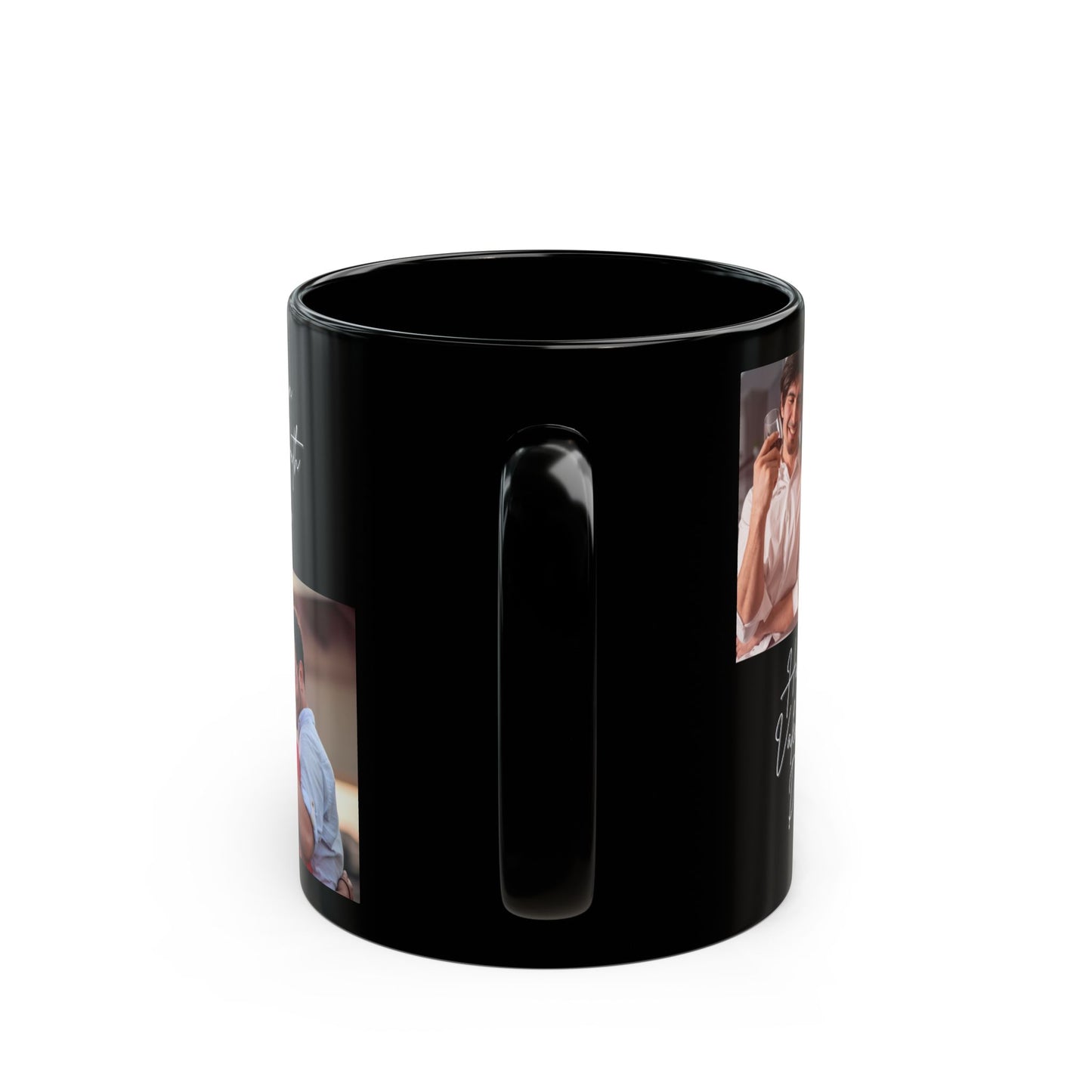 Happy Valentine's Day, Couple's Photos, Customizable - Black Mug (11oz, 15oz) - 11004