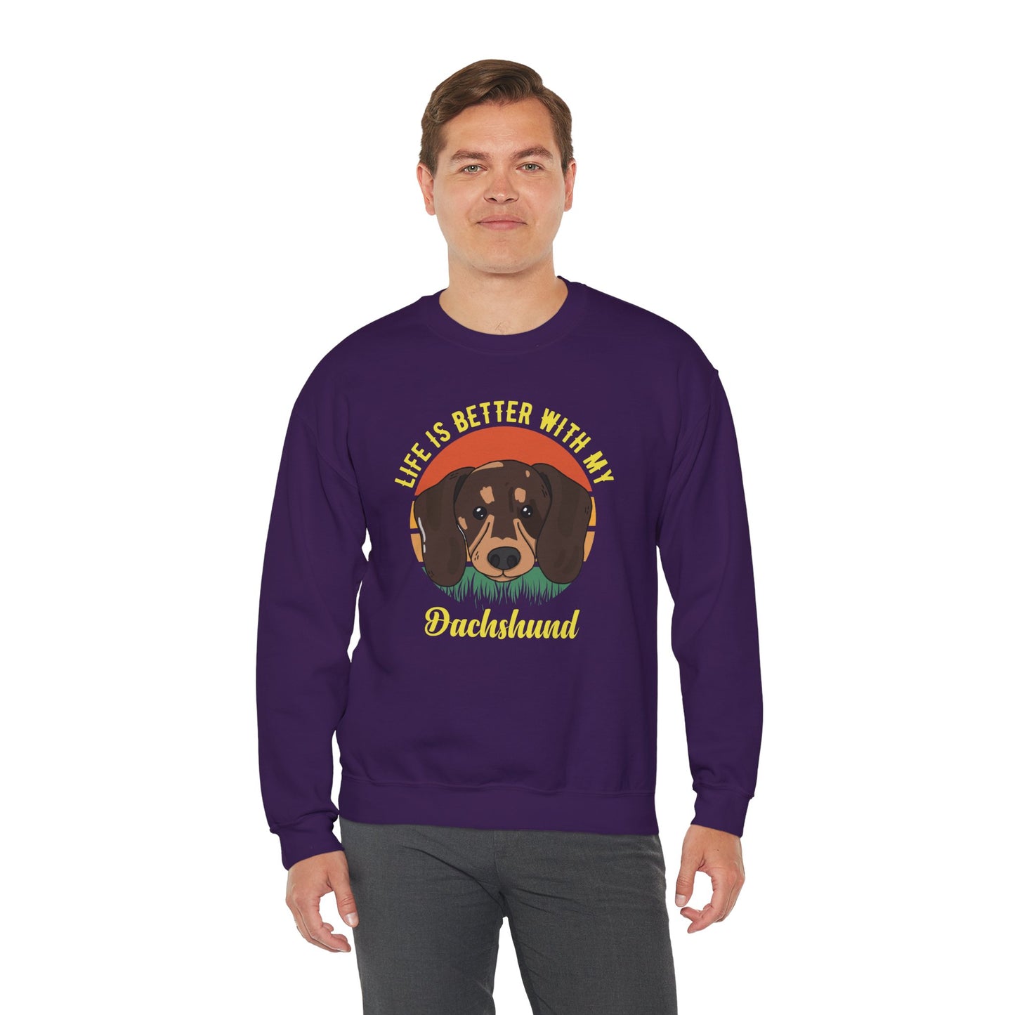 Life is Better With My Dachshund - Unisex Heavy Blend™ Crewneck Sweatshirt