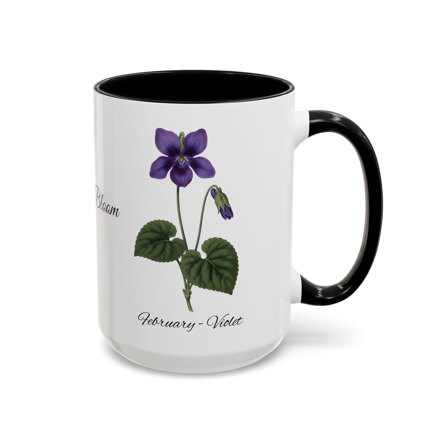 February Birth Flower Violet Mug – Personalized Name Coffee Cup - 14695